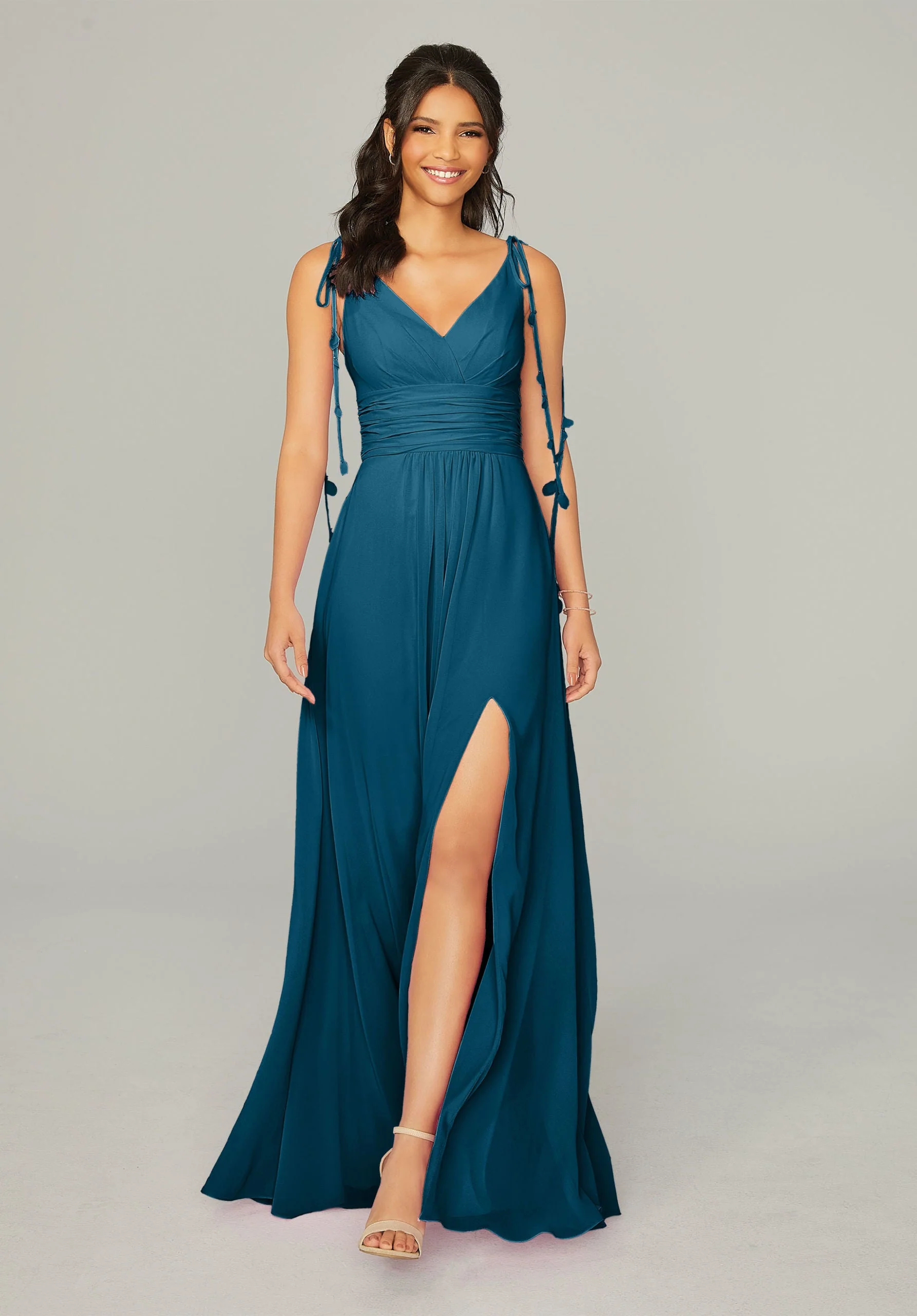 Chiffon Bridesmaid Dress with Tassel Straps - Image 34