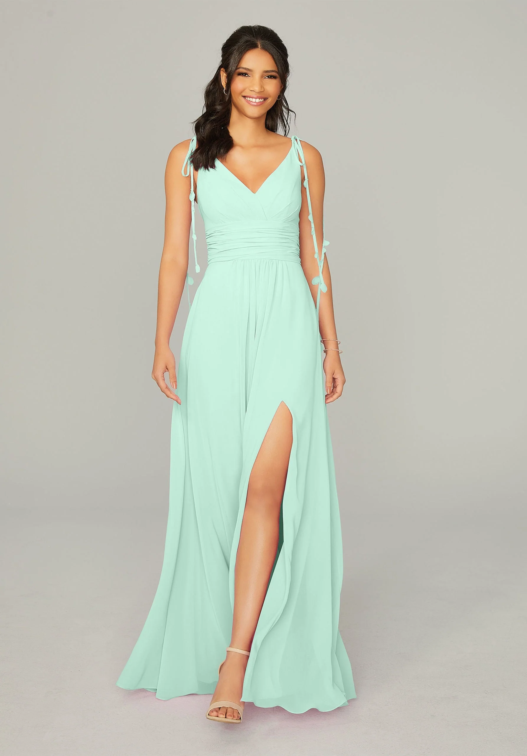 Chiffon Bridesmaid Dress with Tassel Straps - Image 35