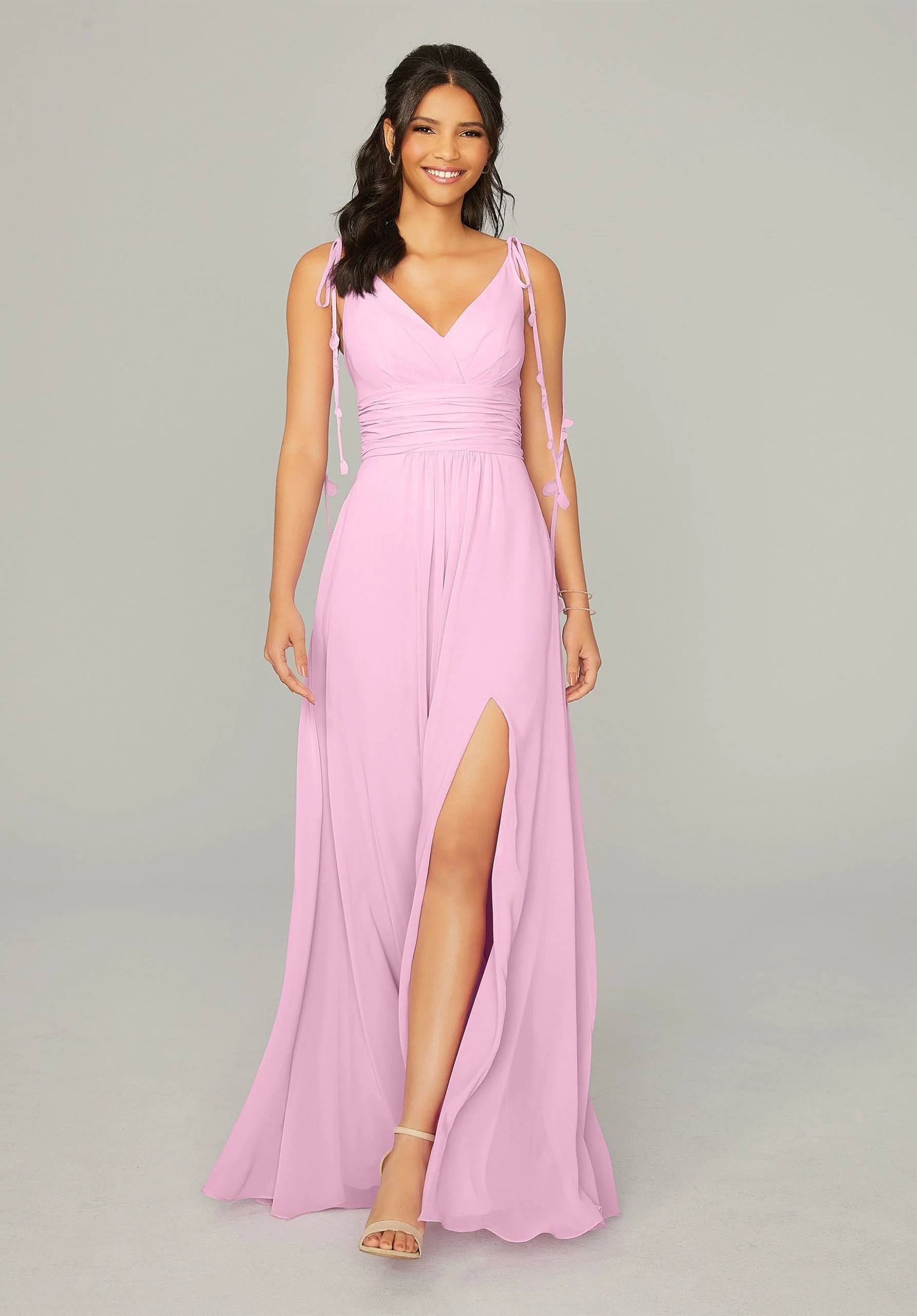 Chiffon Bridesmaid Dress with Tassel Straps - Image 40
