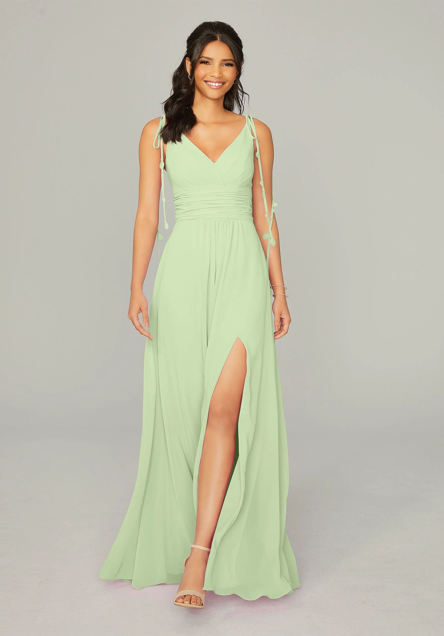 Chiffon Bridesmaid Dress with Tassel Straps - Image 43