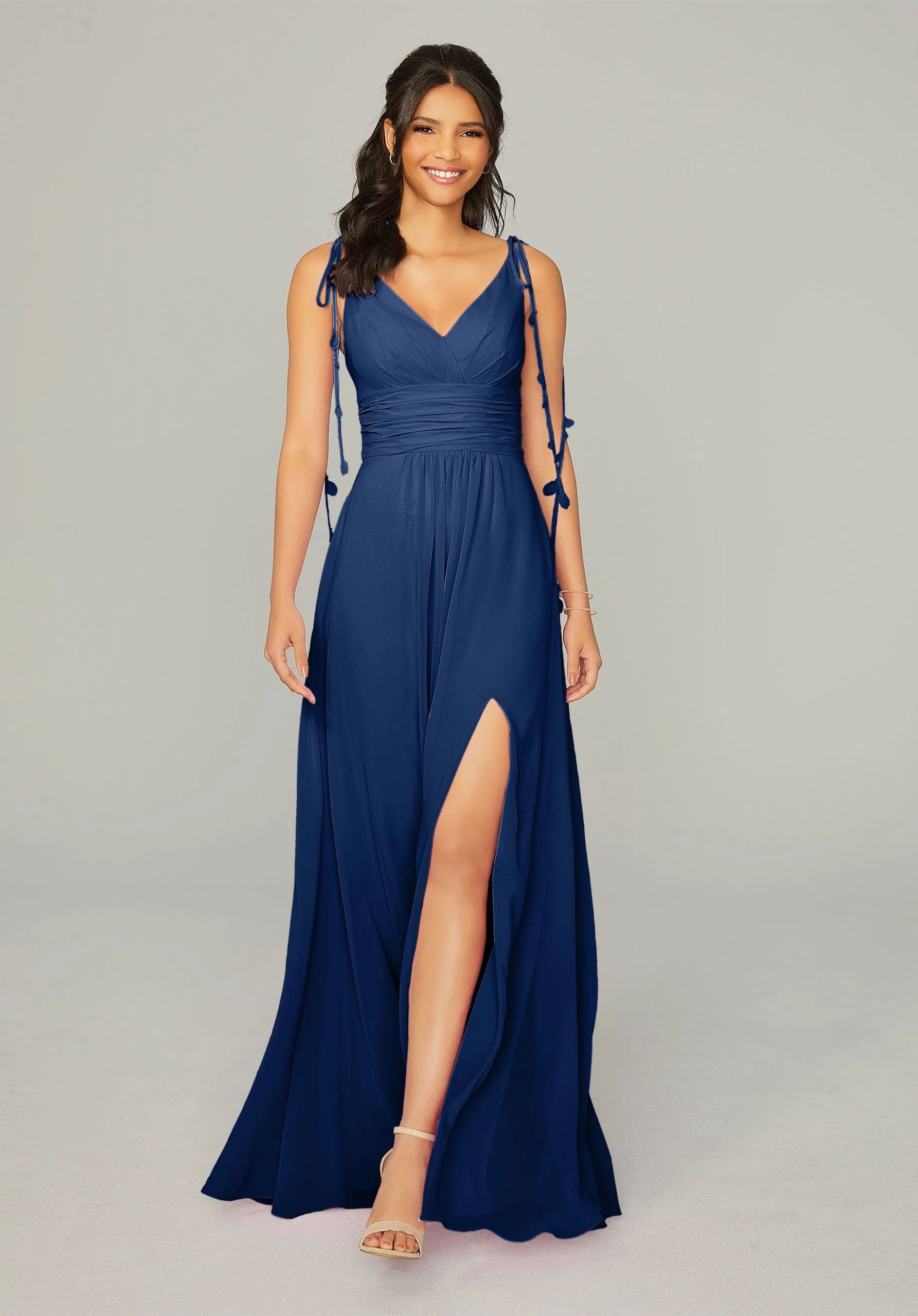 Chiffon Bridesmaid Dress with Tassel Straps - Image 44