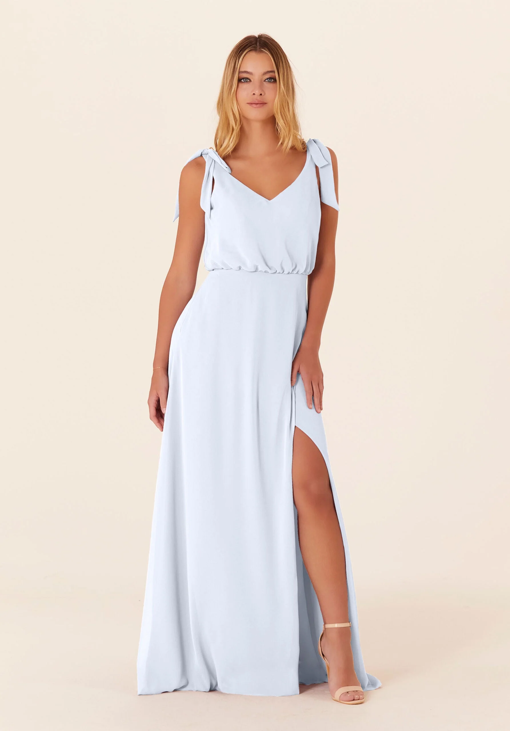 Chiffon Bridesmaid Dress with Tied Bow Straps - Image 12