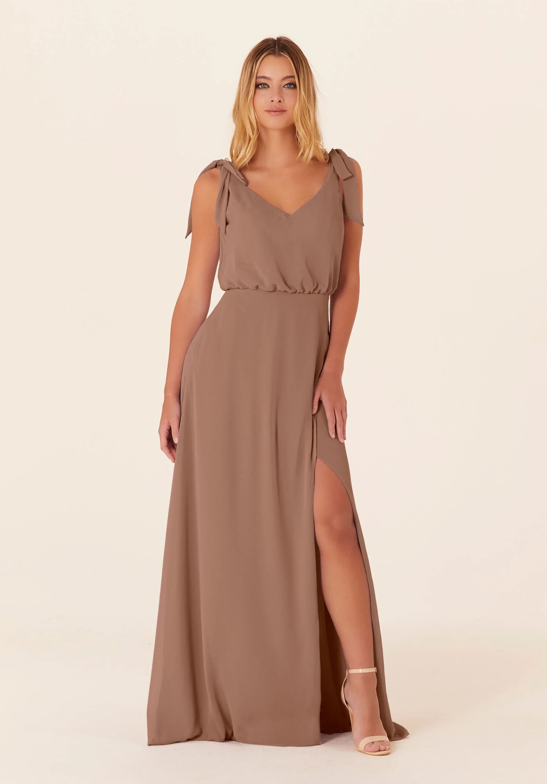 Chiffon Bridesmaid Dress with Tied Bow Straps - Image 19