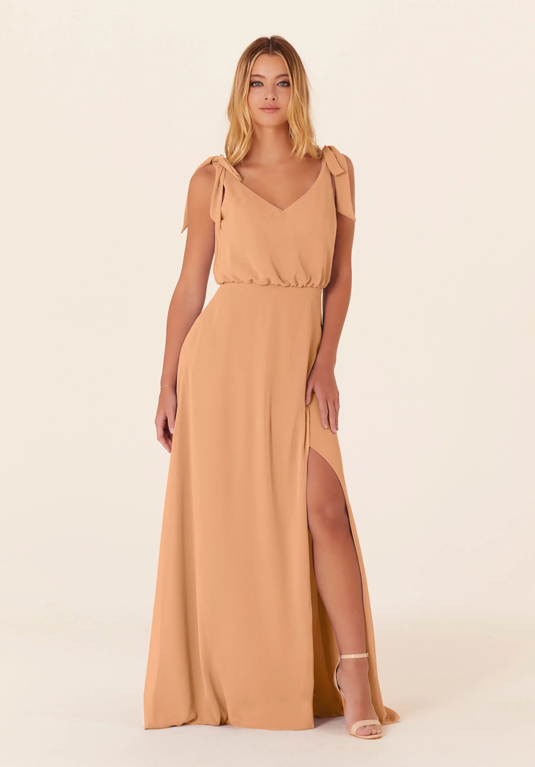 Chiffon Bridesmaid Dress with Tied Bow Straps - Image 20
