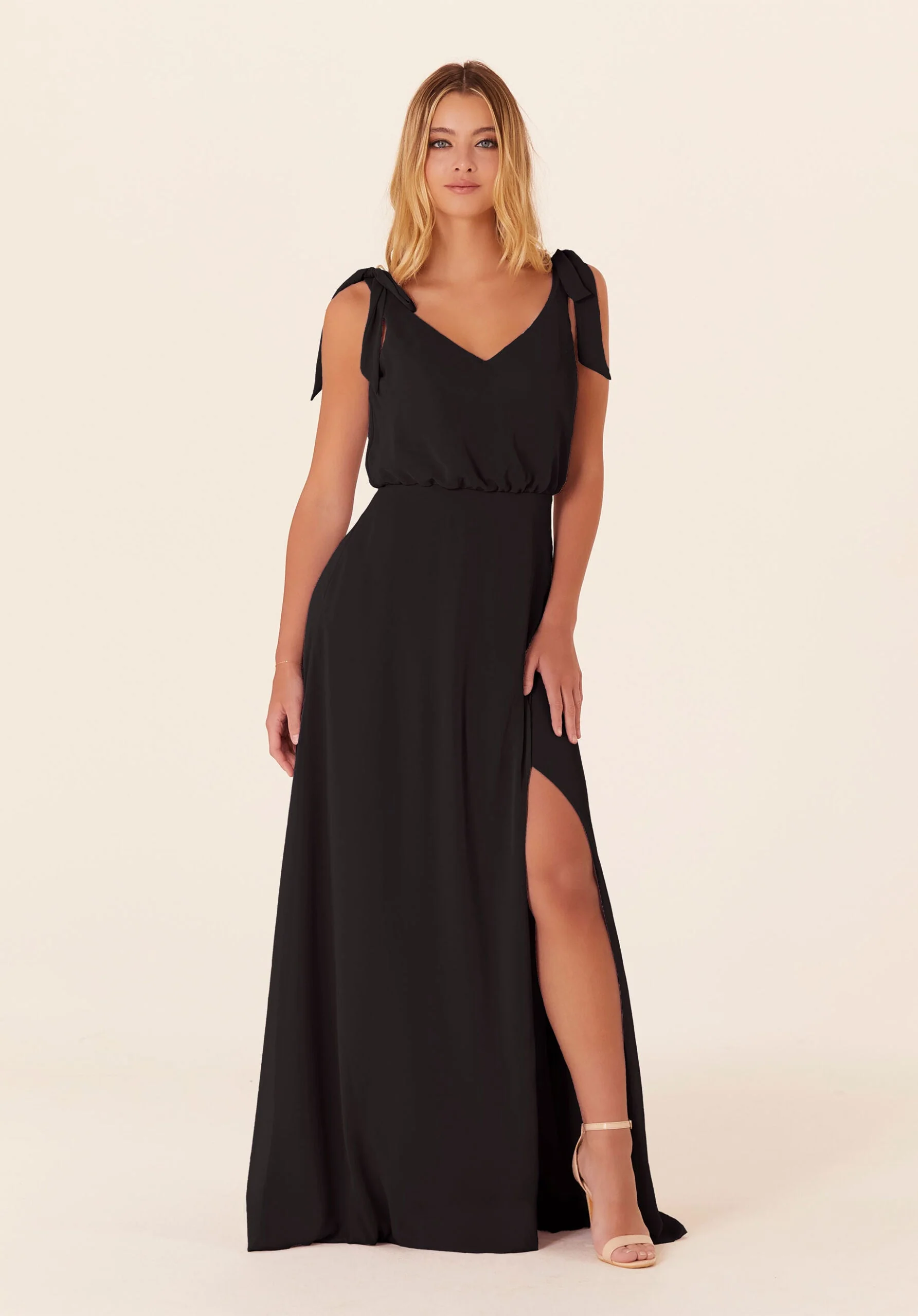 Chiffon Bridesmaid Dress with Tied Bow Straps - Image 55