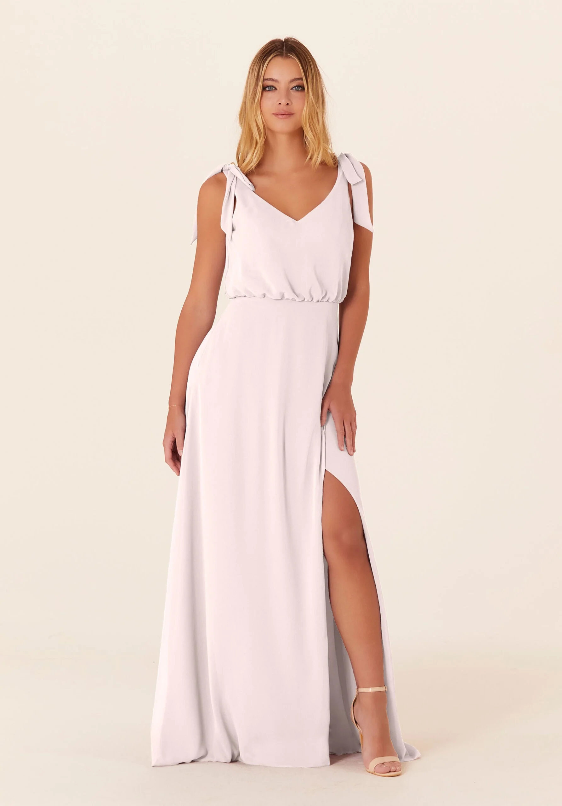 Chiffon Bridesmaid Dress with Tied Bow Straps - Image 6