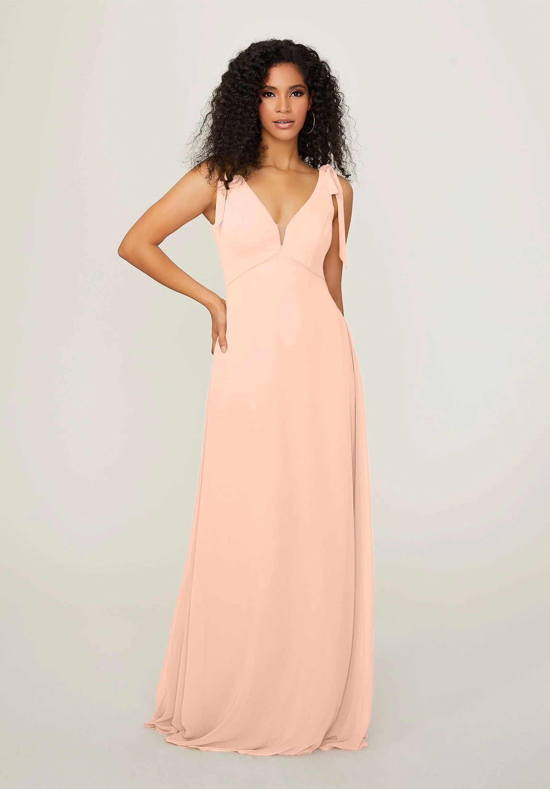 Chiffon Bridesmaid Dress with Tied Straps - Image 11