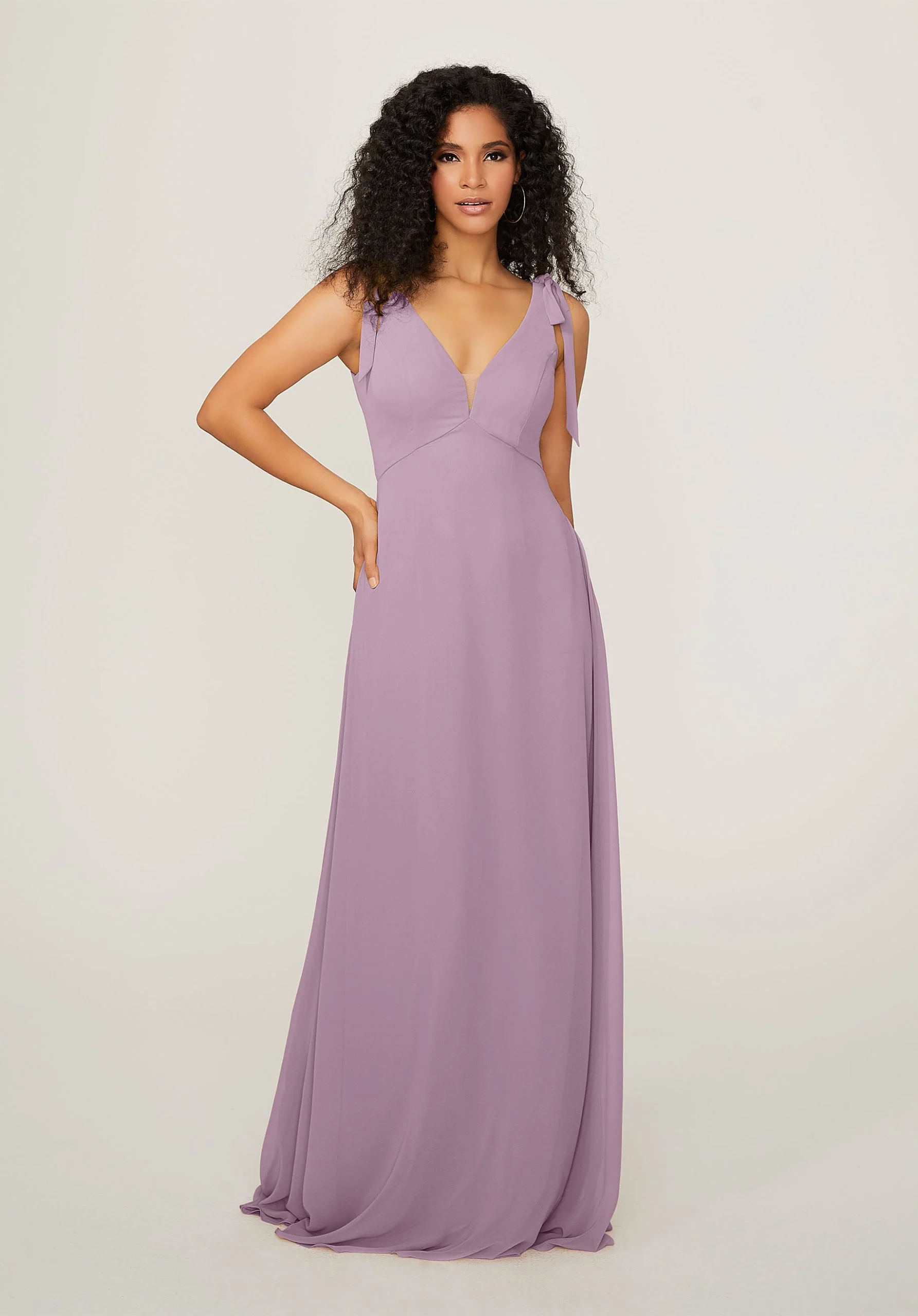 Chiffon Bridesmaid Dress with Tied Straps - Image 17