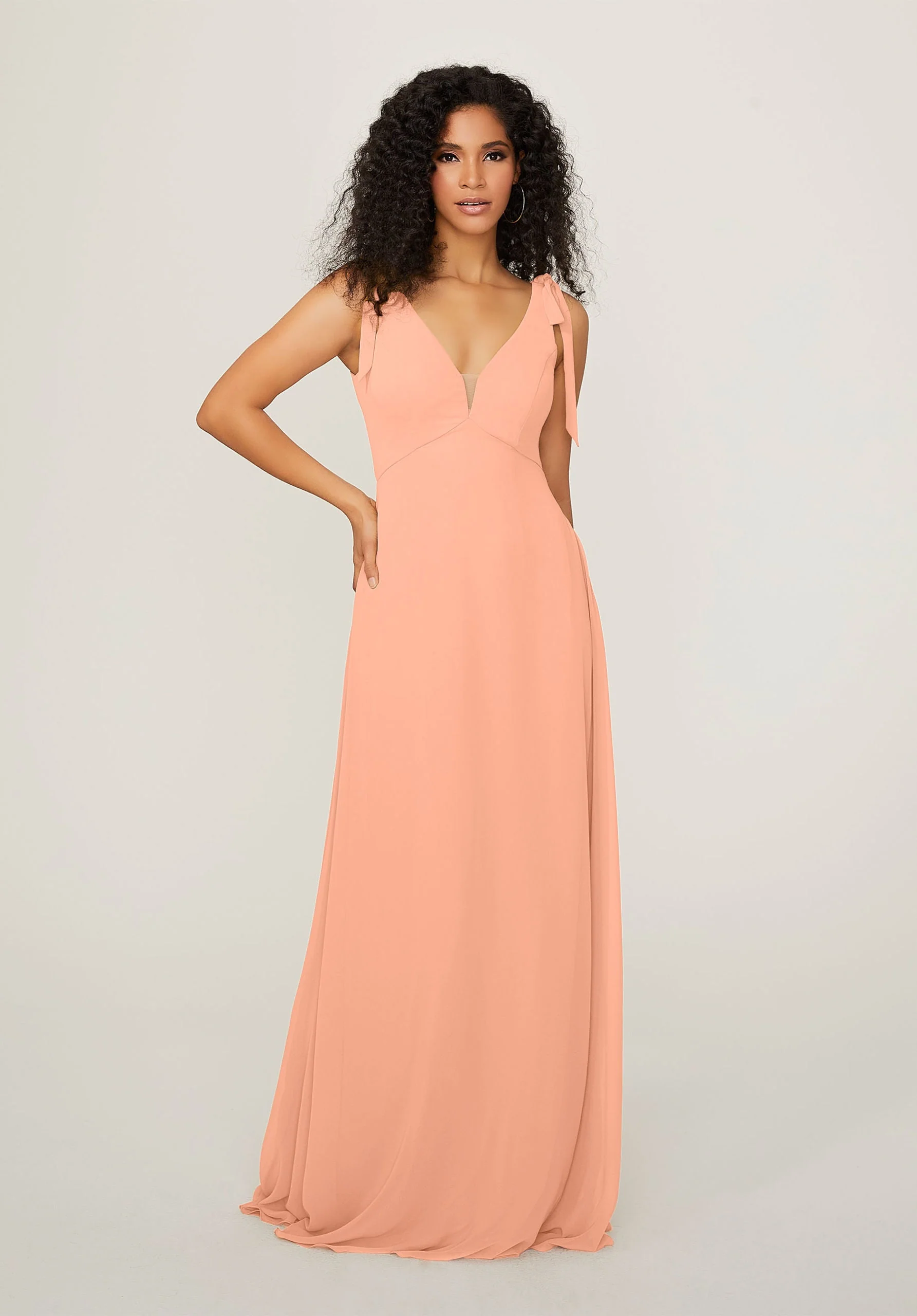 Chiffon Bridesmaid Dress with Tied Straps - Image 22