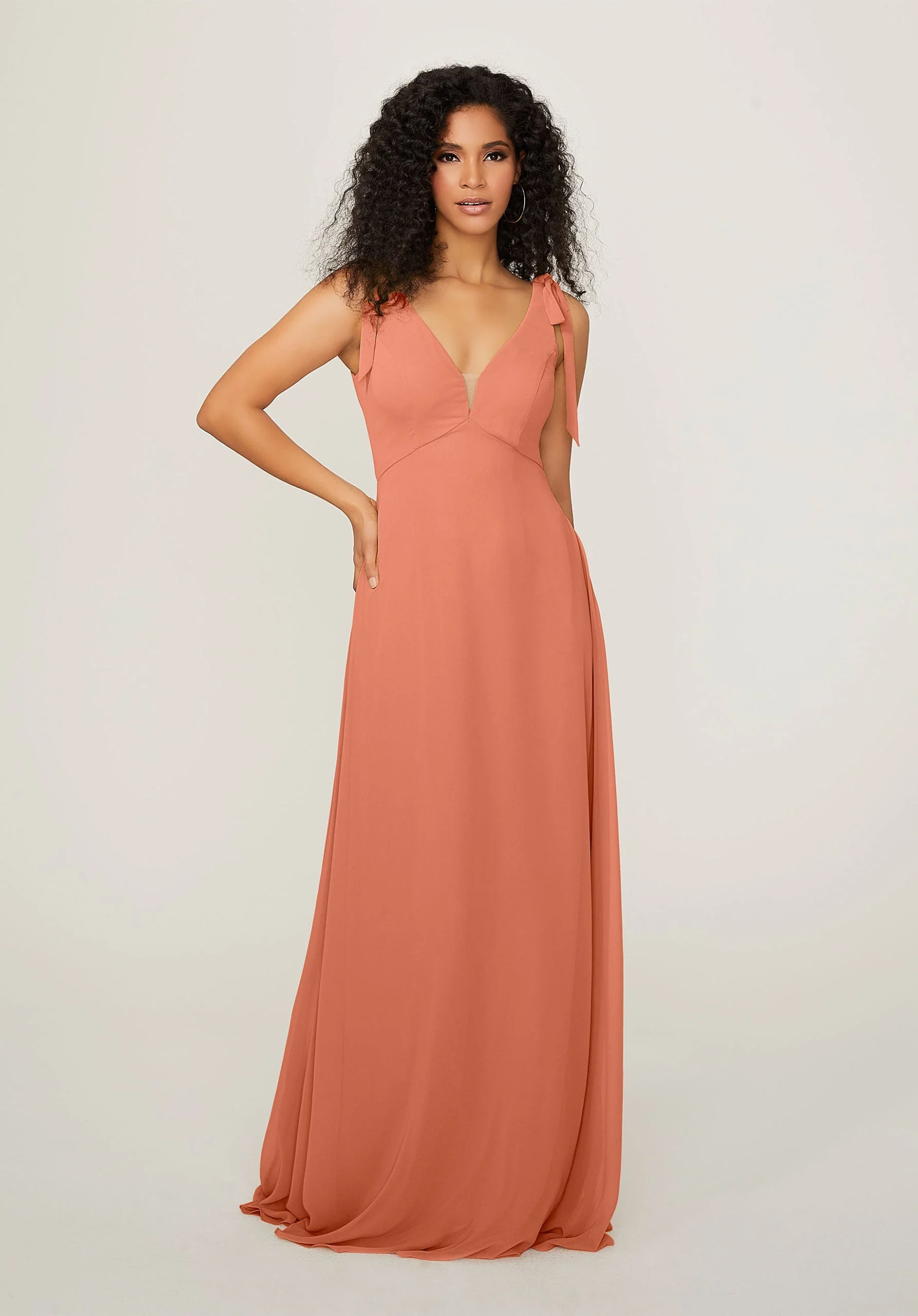 Chiffon Bridesmaid Dress with Tied Straps - Image 25
