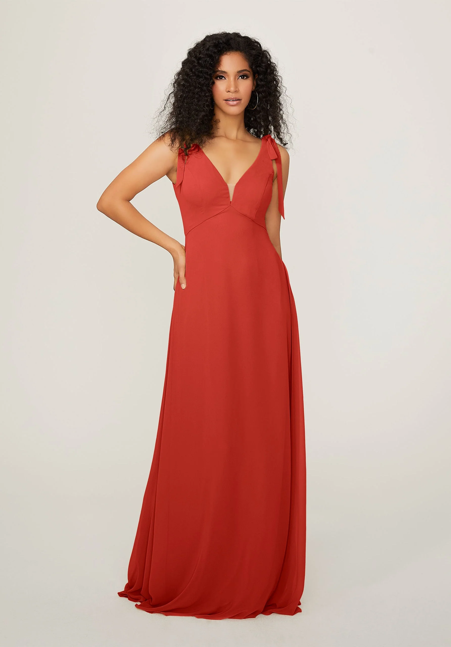 Chiffon Bridesmaid Dress with Tied Straps - Image 26