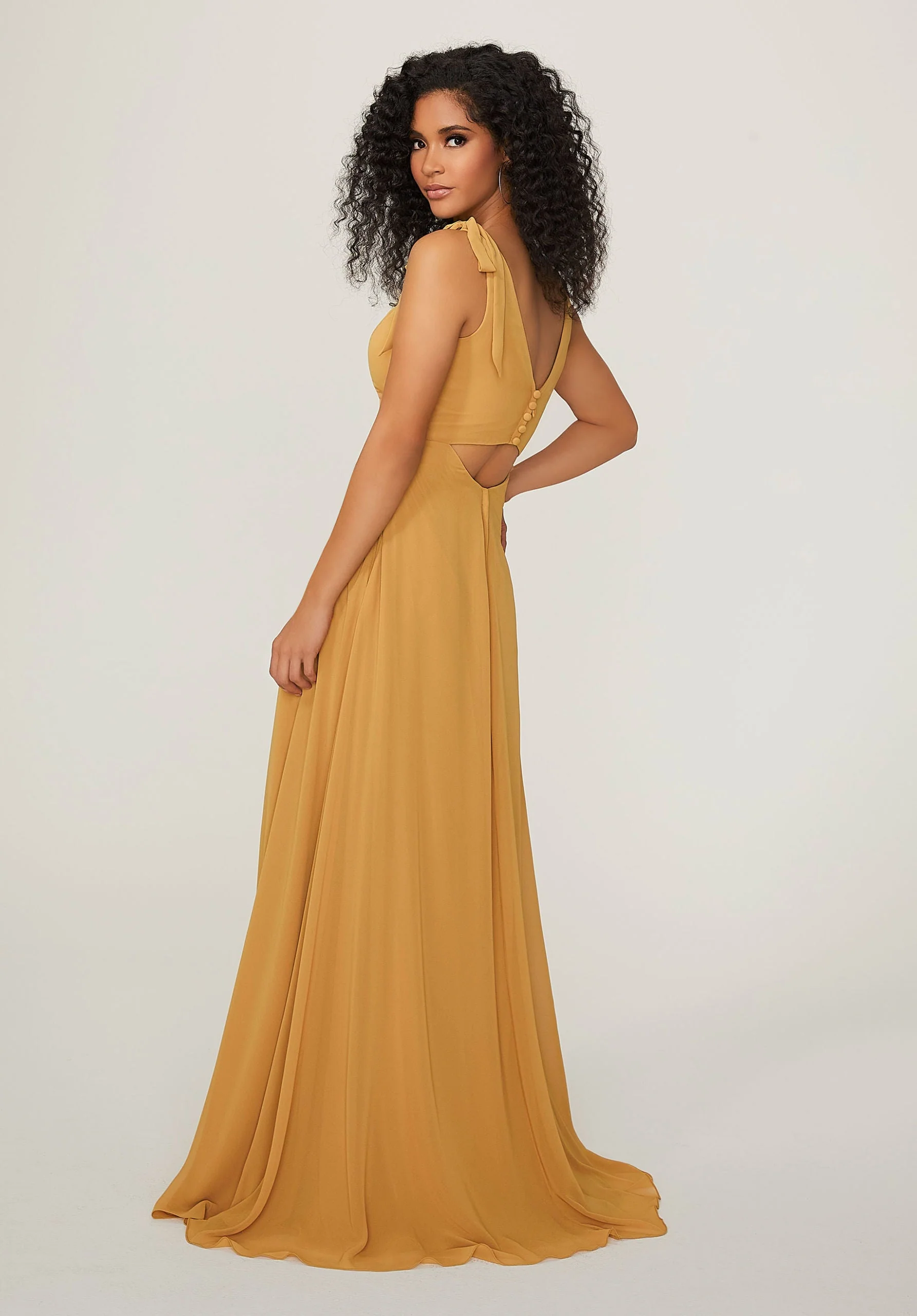 Chiffon Bridesmaid Dress with Tied Straps - Image 3