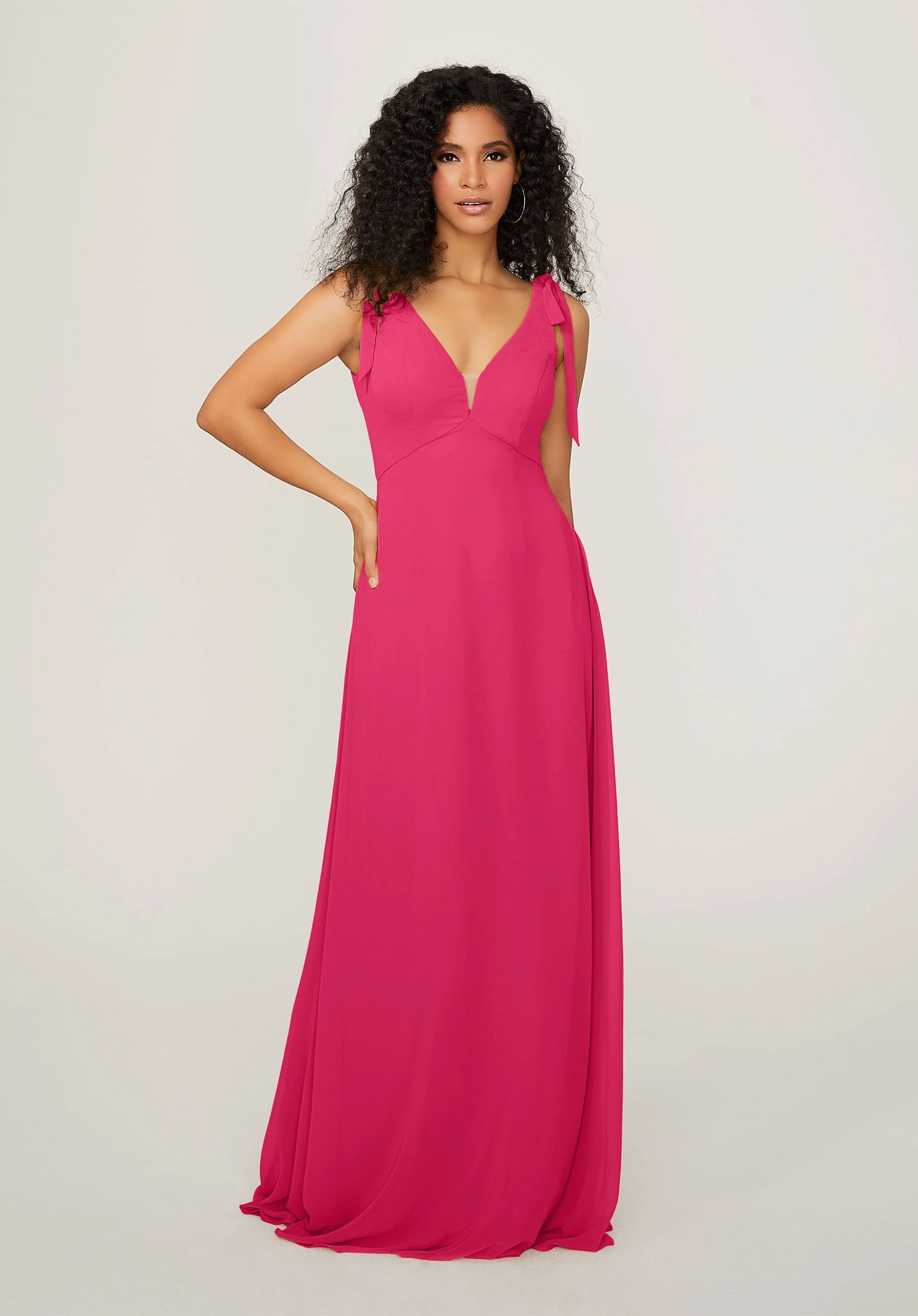 Chiffon Bridesmaid Dress with Tied Straps - Image 32
