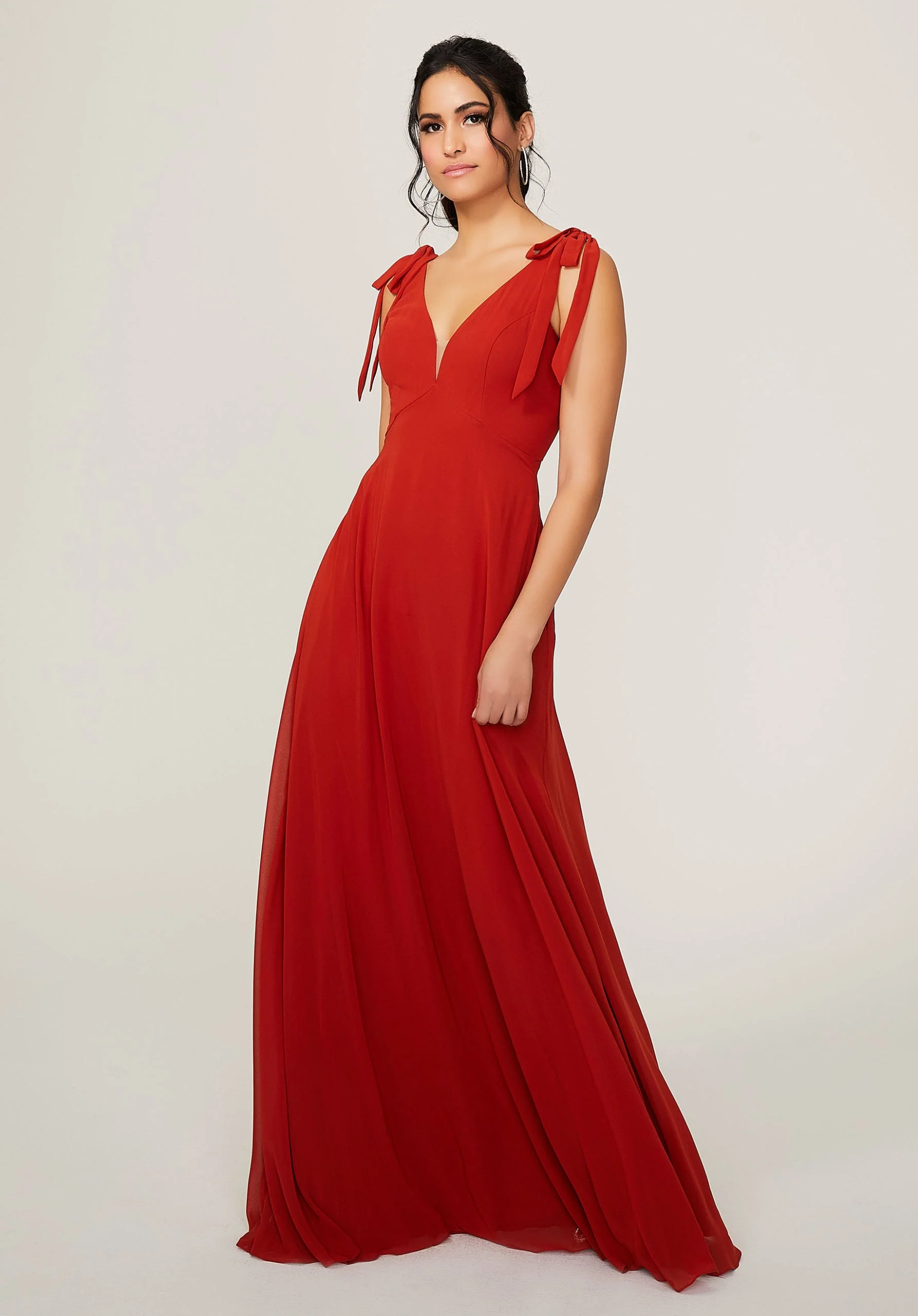 Chiffon Bridesmaid Dress with Tied Straps - Image 4
