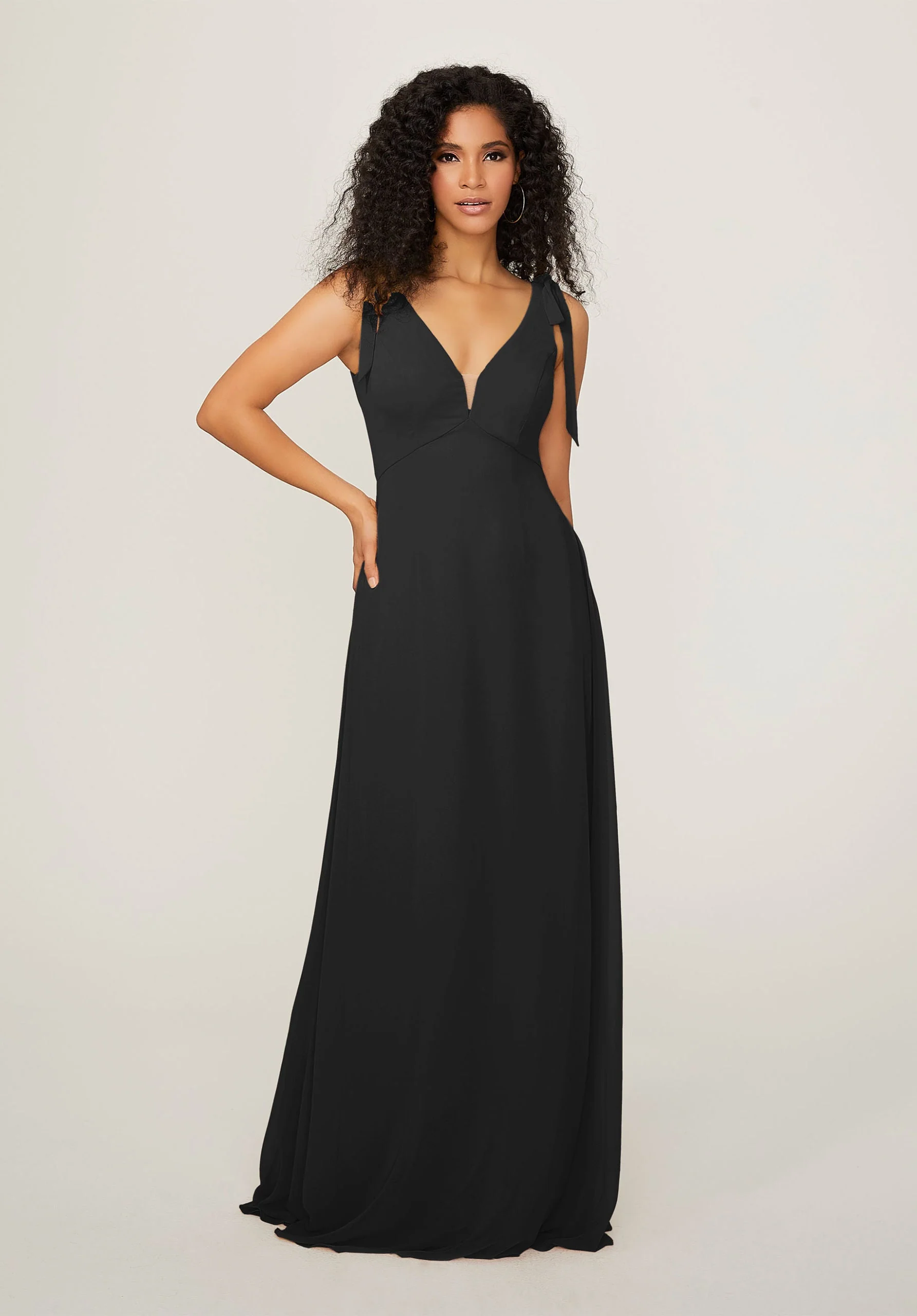 Chiffon Bridesmaid Dress with Tied Straps - Image 48