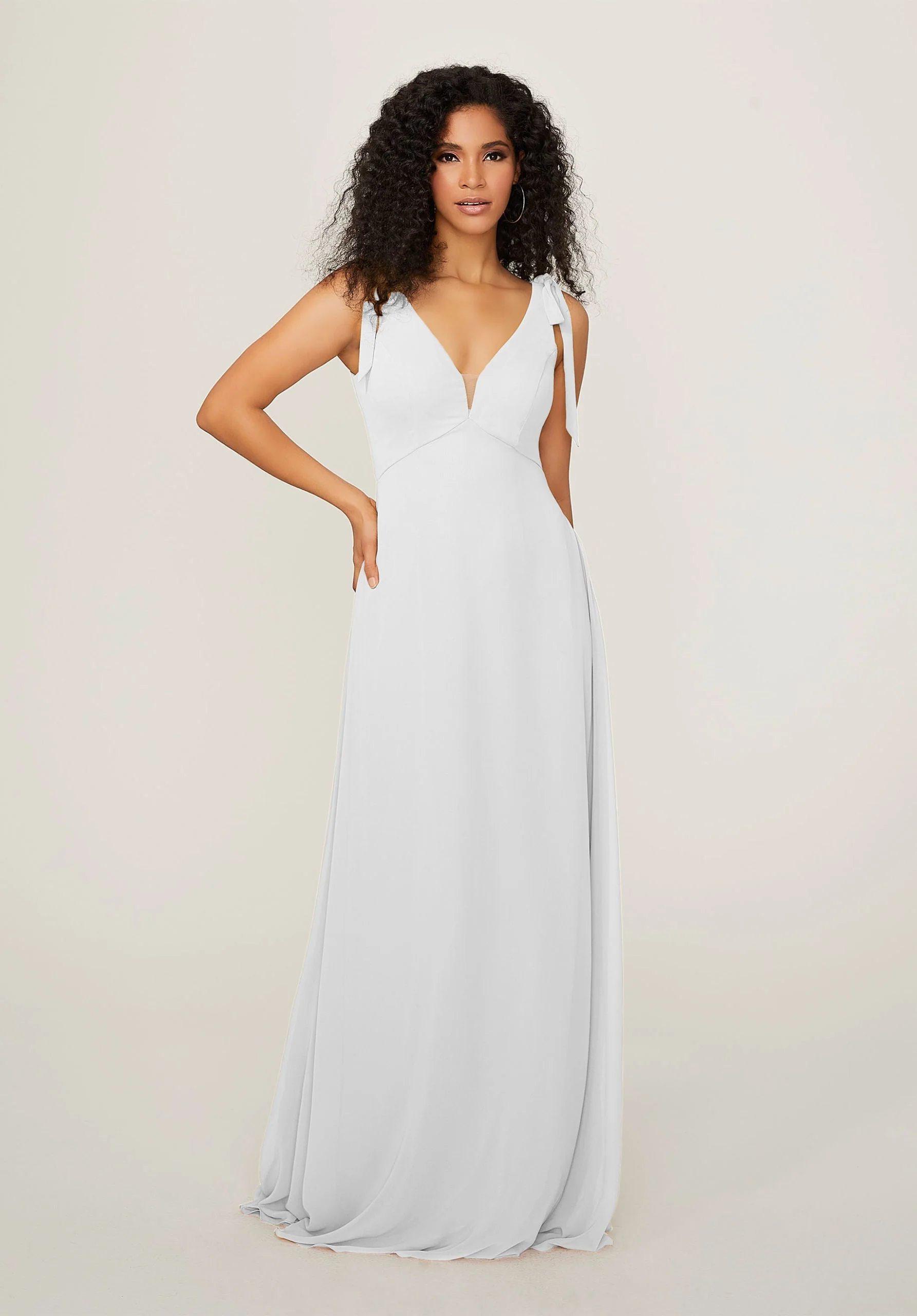 Chiffon Bridesmaid Dress with Tied Straps - Image 5