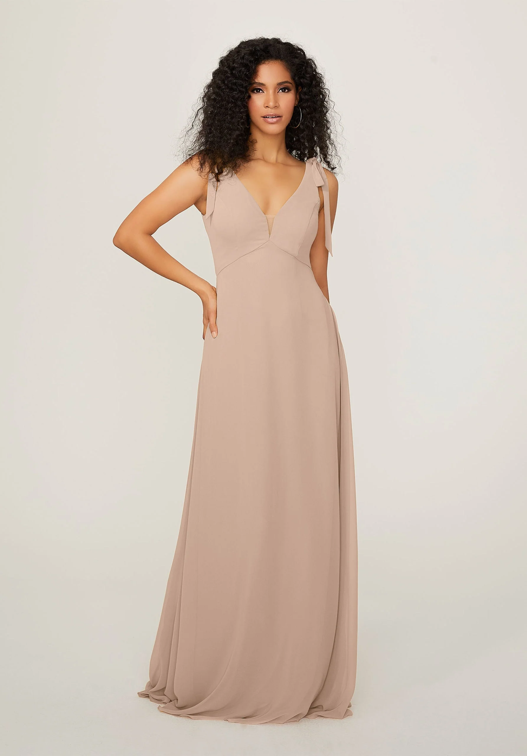 Chiffon Bridesmaid Dress with Tied Straps - Image 8