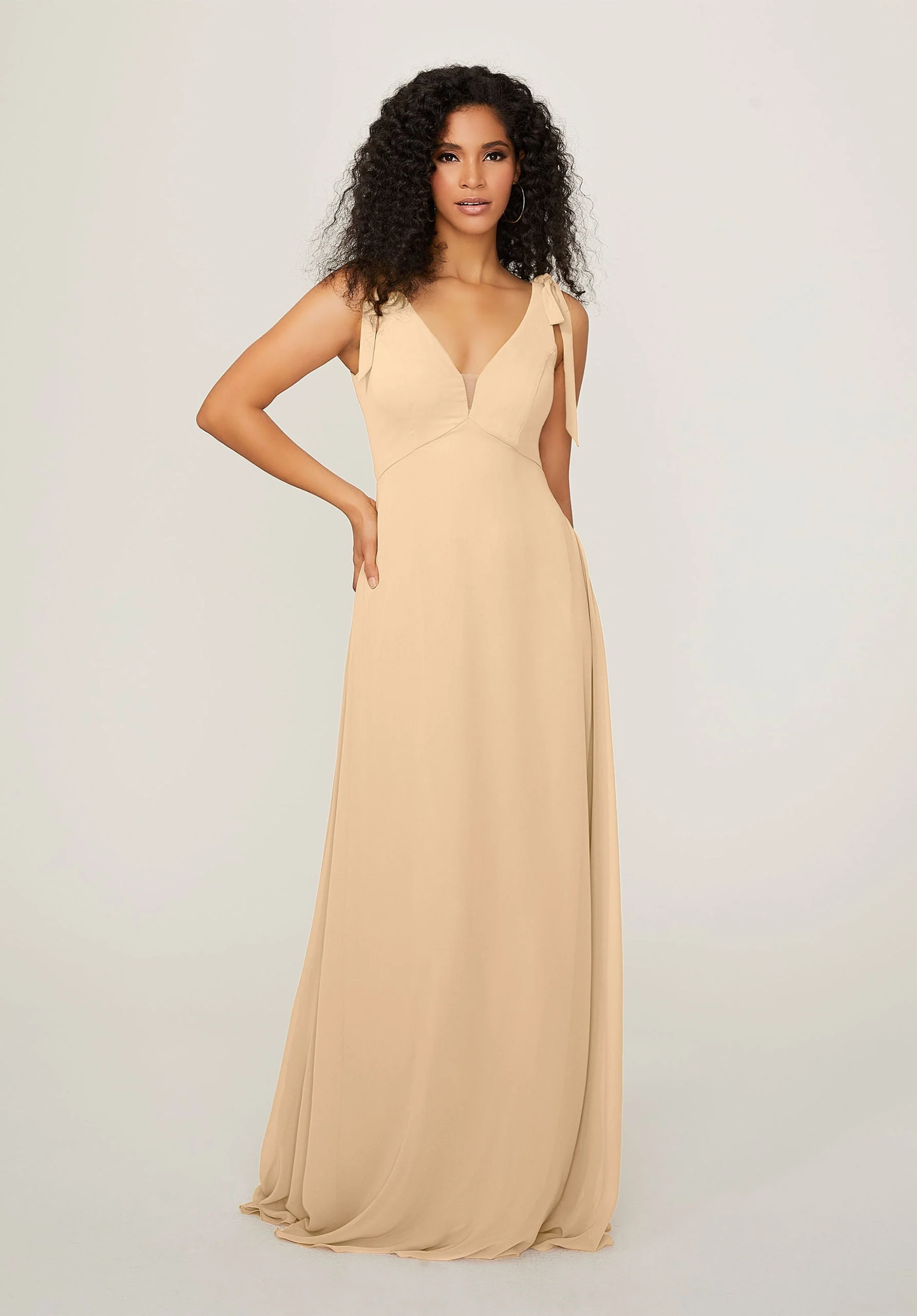 Chiffon Bridesmaid Dress with Tied Straps - Image 9