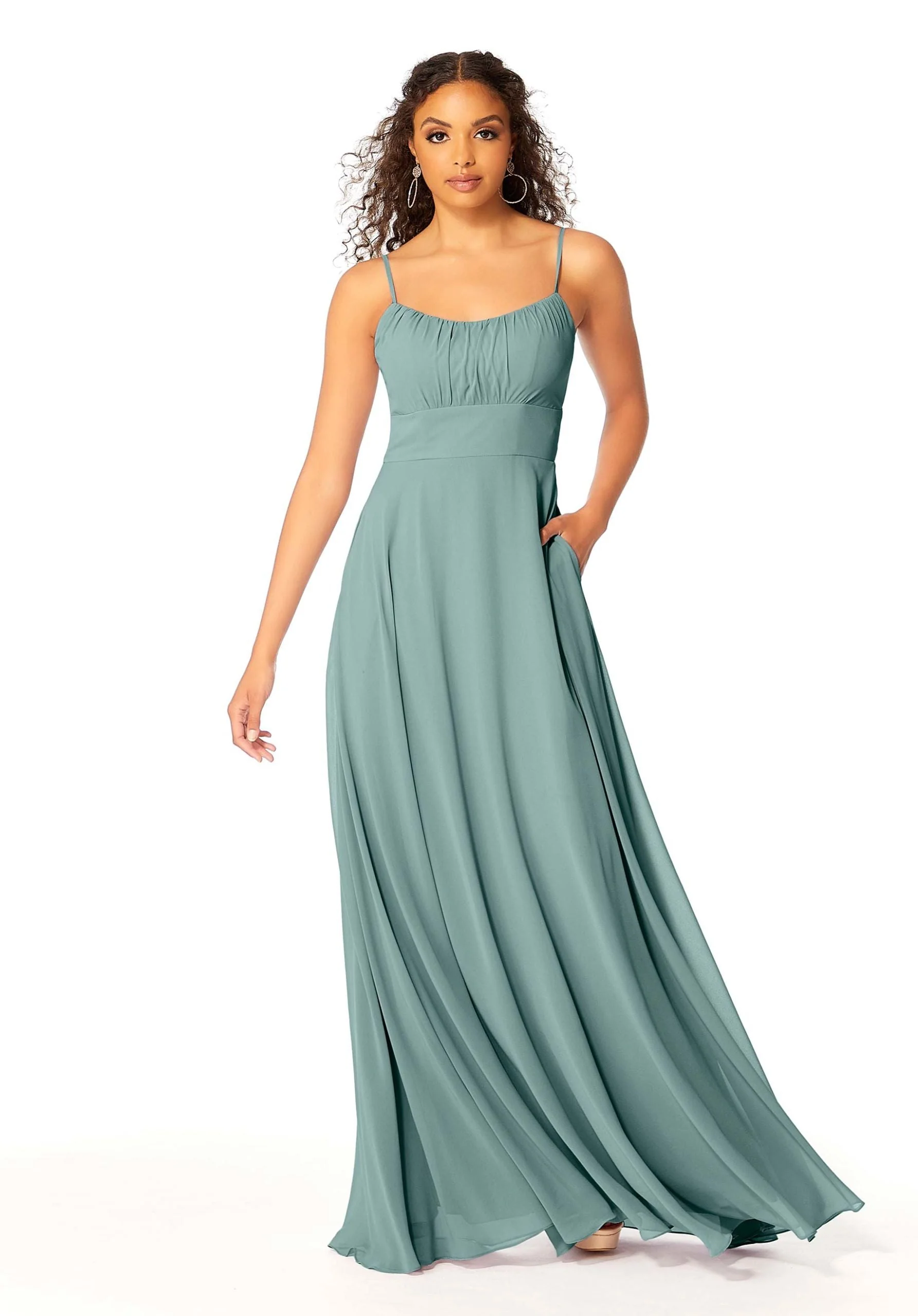Chiffon Bridesmaids Dress with Ruched Bodice - Image 20