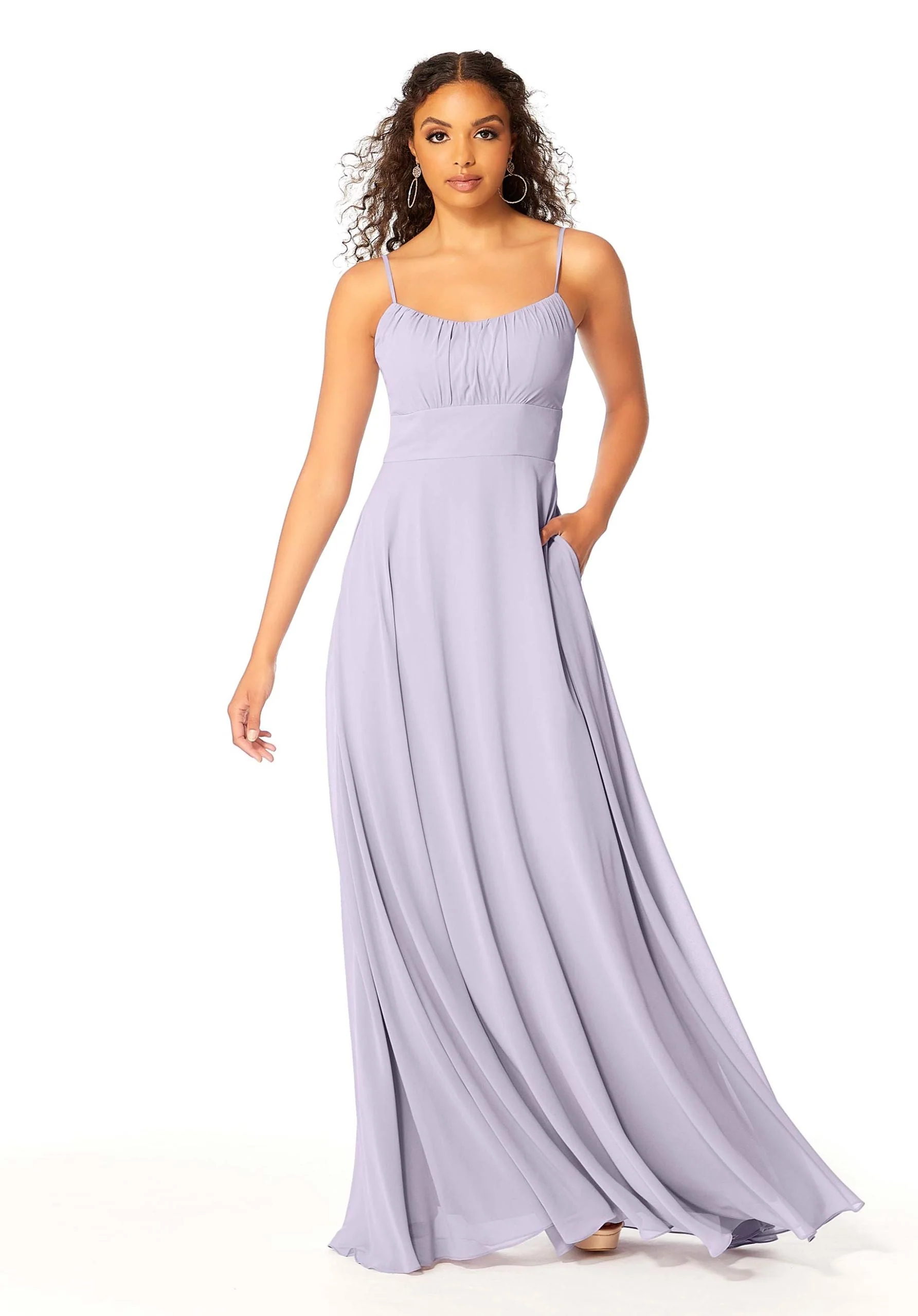 Chiffon Bridesmaids Dress with Ruched Bodice - Image 52