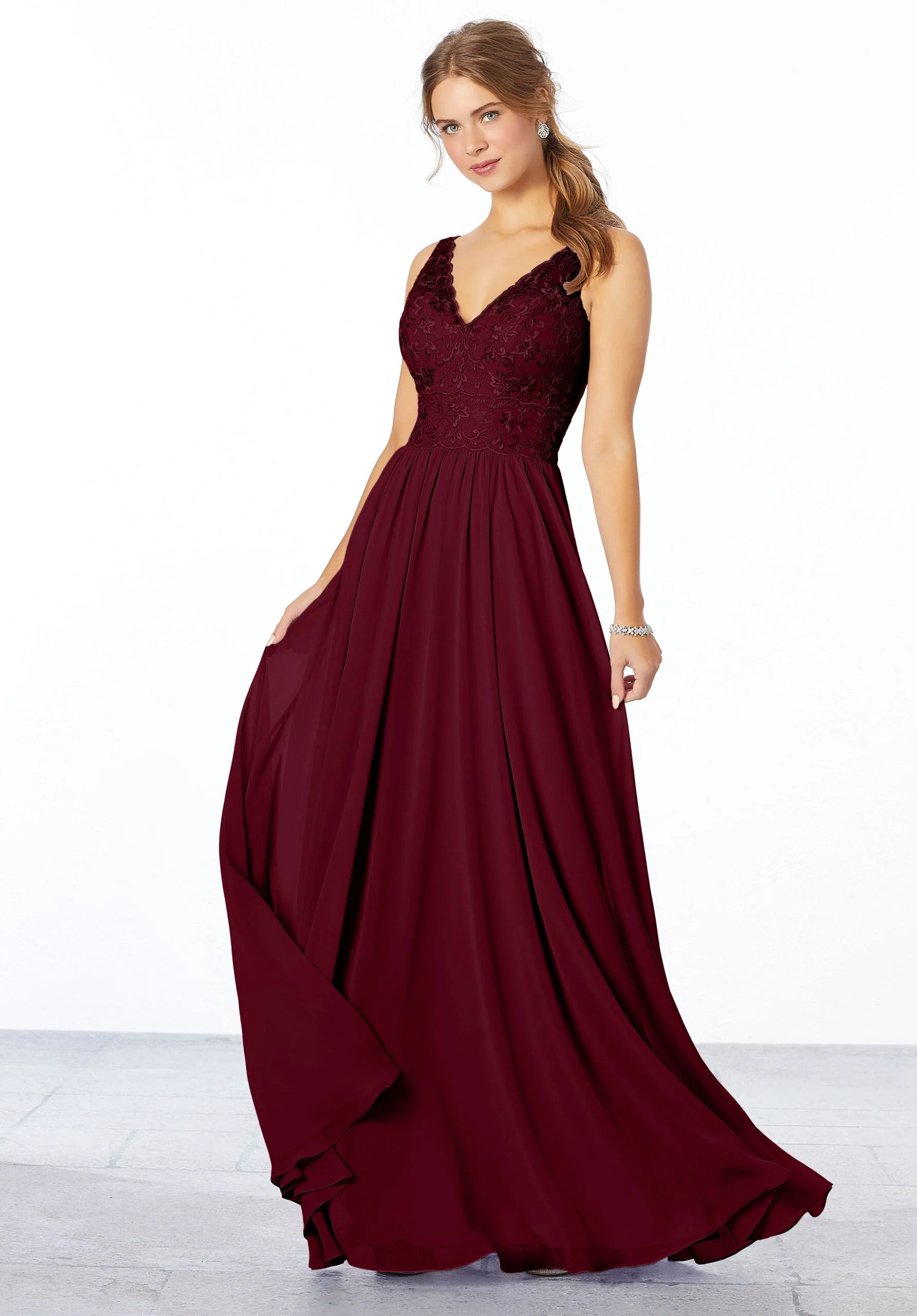 Chiffon Embroidered Bridesmaid Dress - Image 38