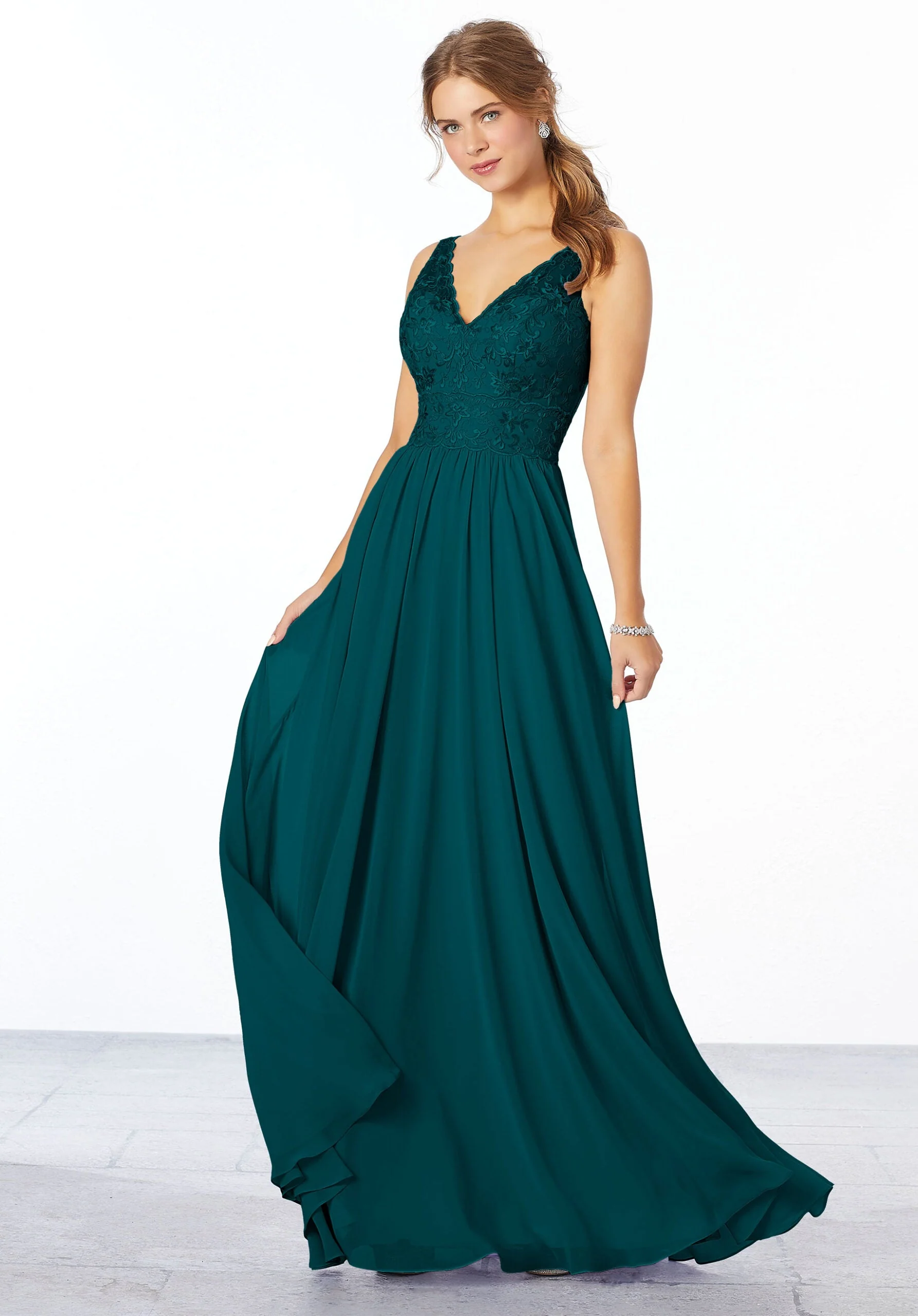 Chiffon Embroidered Bridesmaid Dress - Image 6