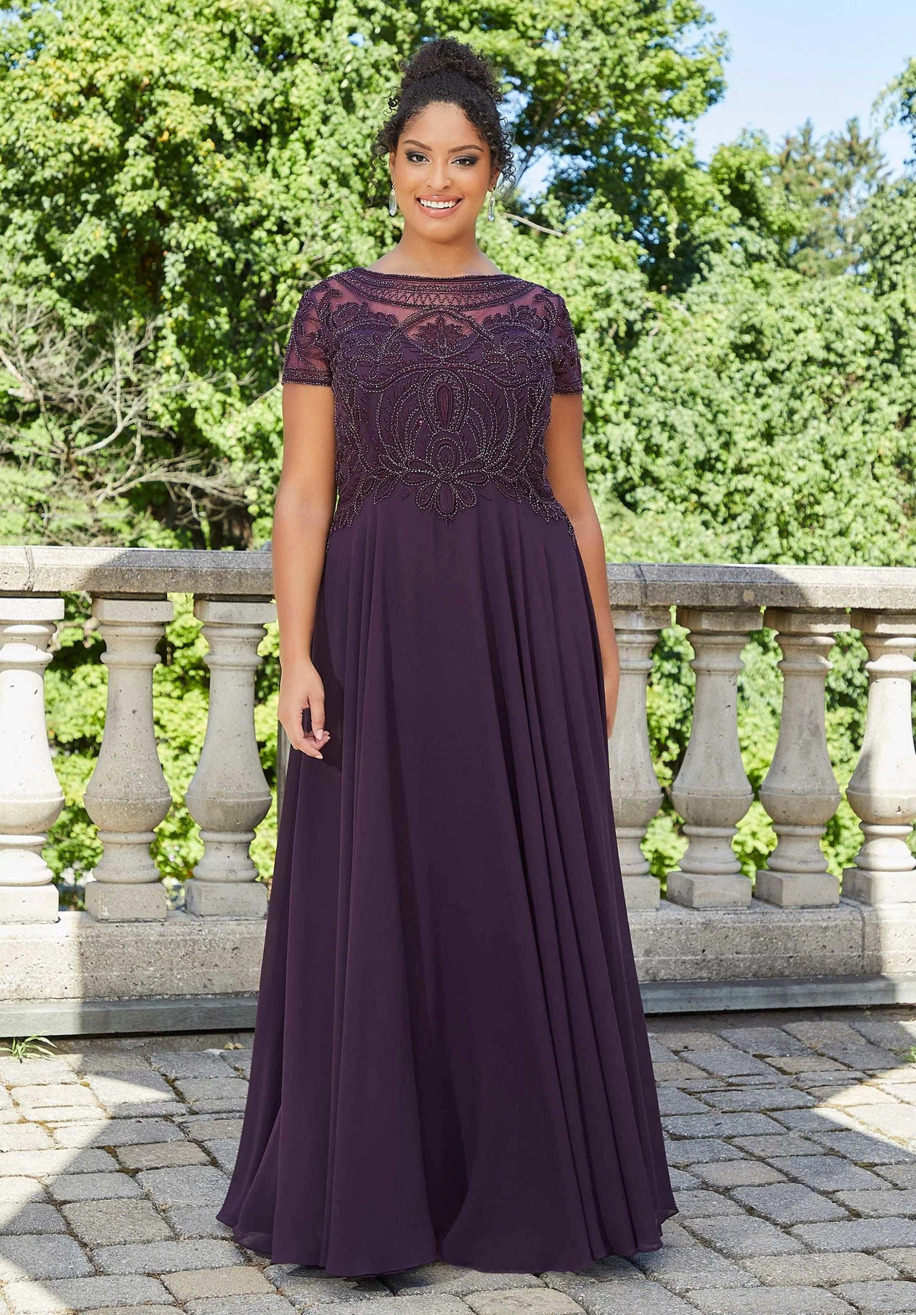 Chiffon Evening Gown with Beaded Embroidery on a Net Bodice - Image 4