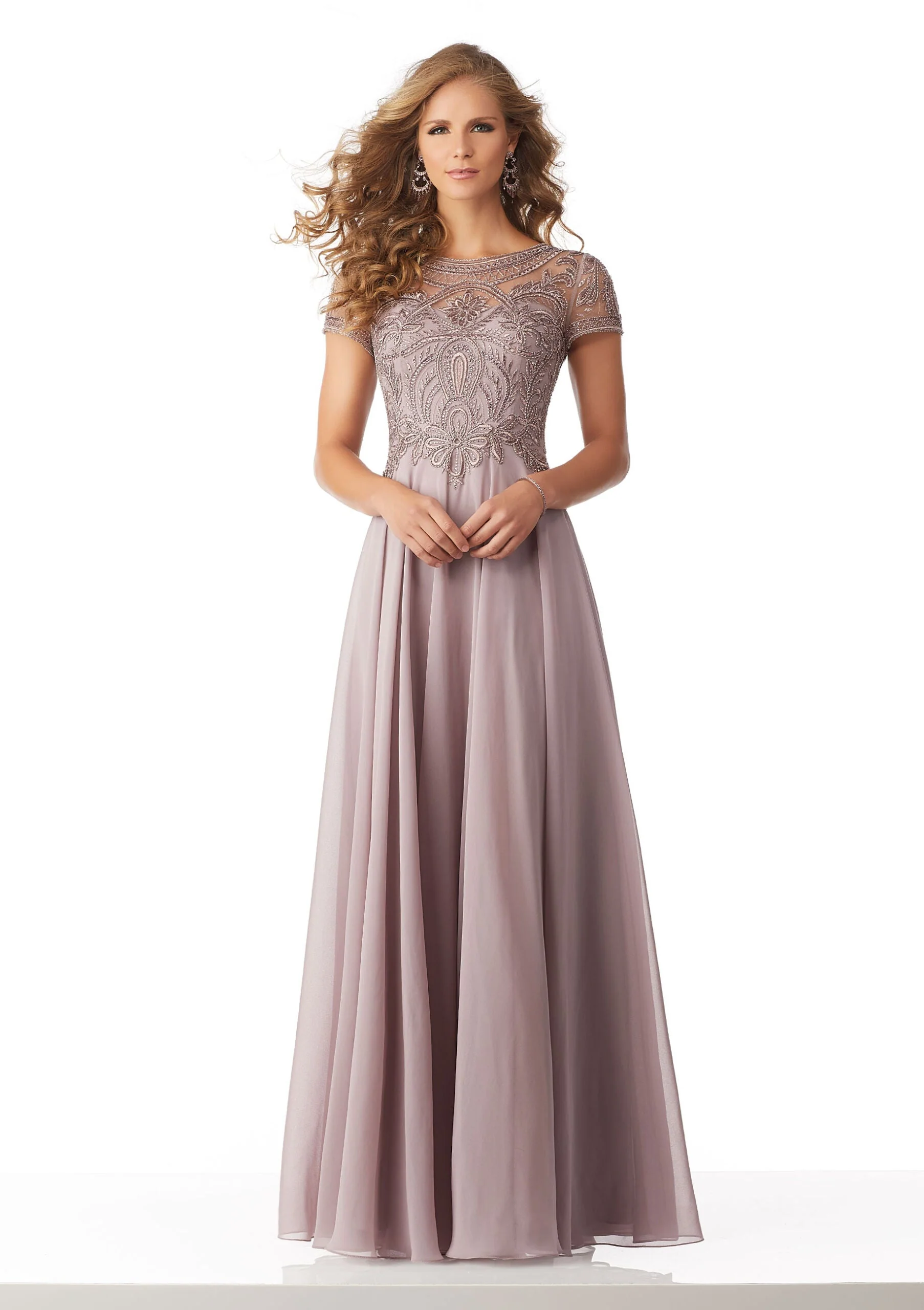 Chiffon Evening Gown with Beaded Embroidery on a Net Bodice - Image 6