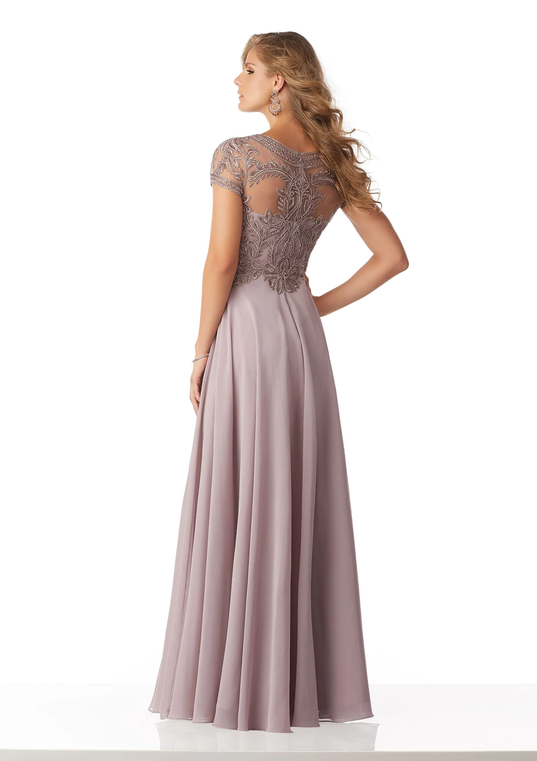 Chiffon Evening Gown with Beaded Embroidery on a Net Bodice - Image 7