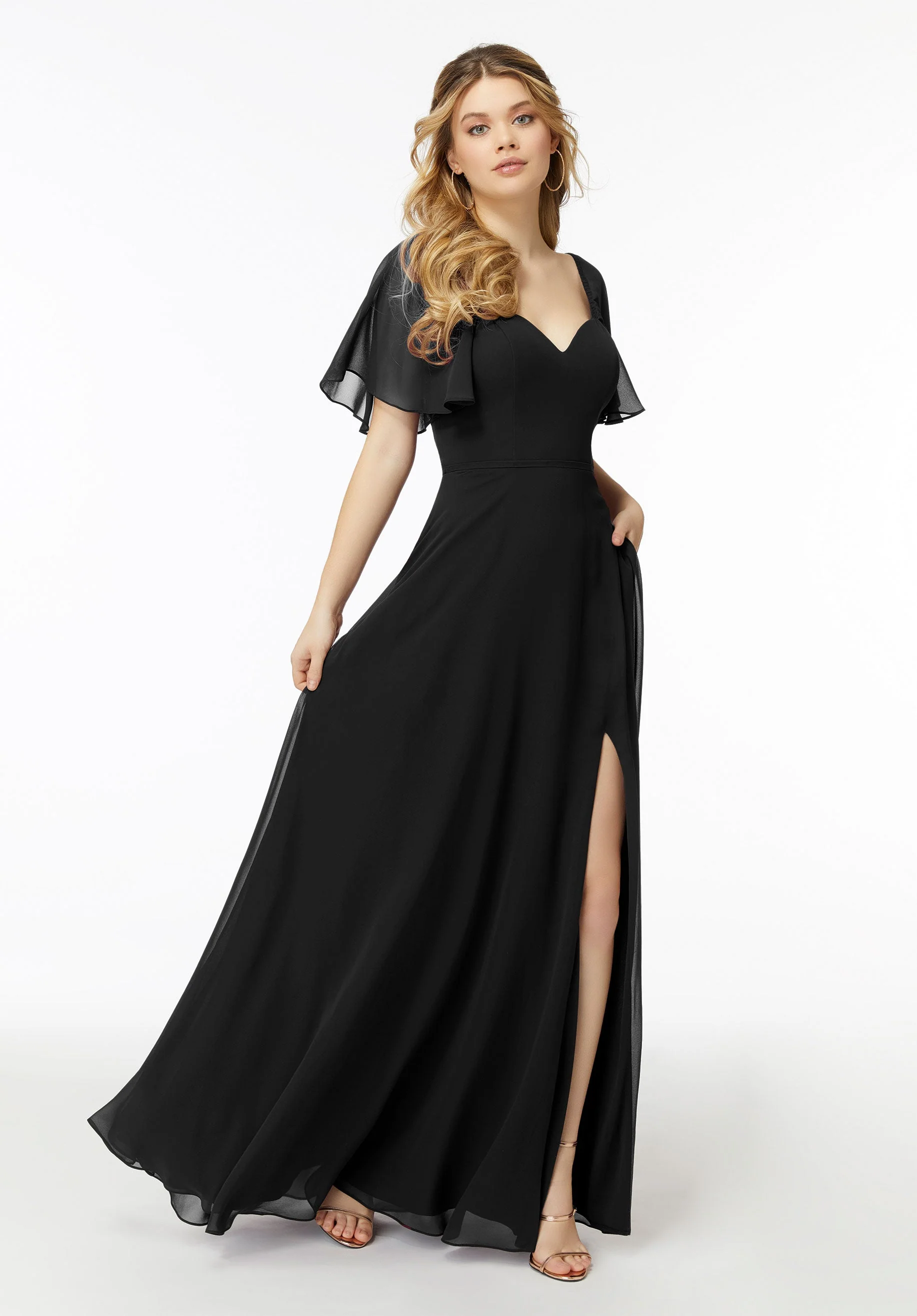 Chiffon Flutter Sleeve, Sweetheart Bridesmaid Dress - Image 12