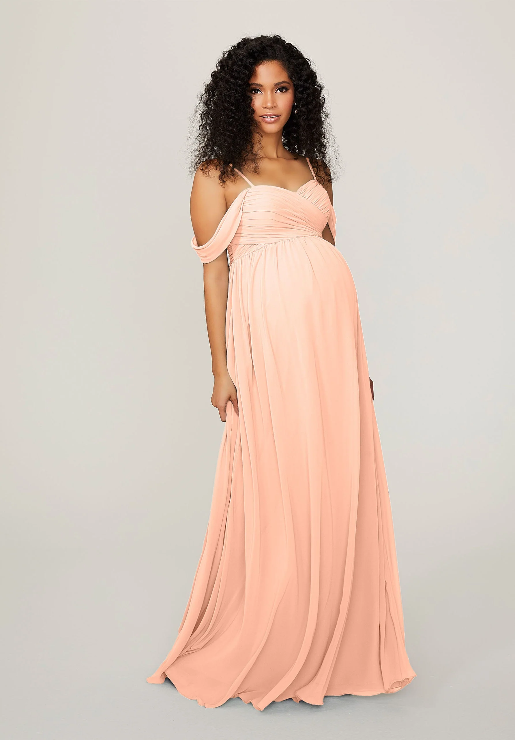 Chiffon Maternity Bridesmaid Dress with Draped Bodice - Image 10