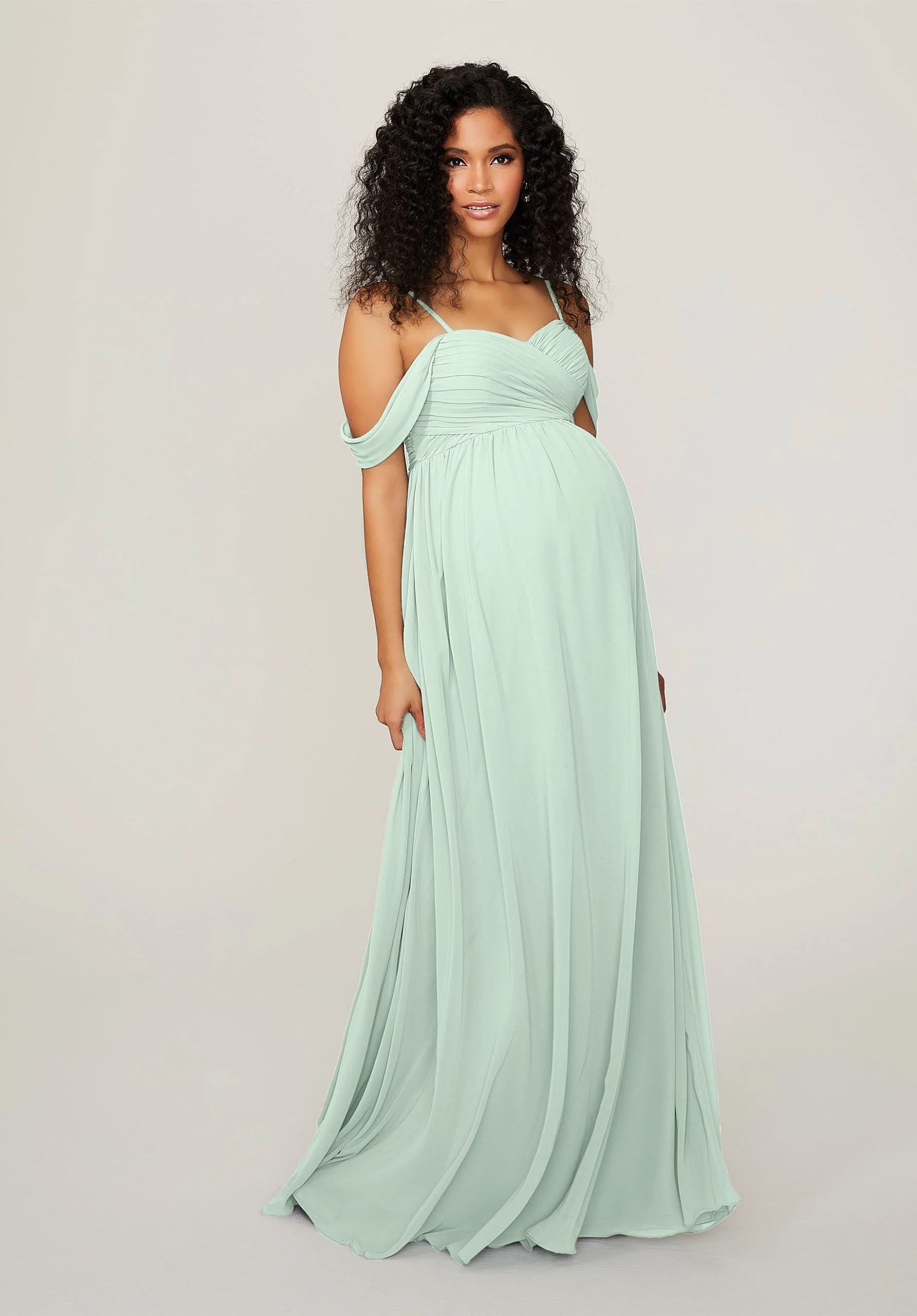 Chiffon Maternity Bridesmaid Dress with Draped Bodice - Image 14