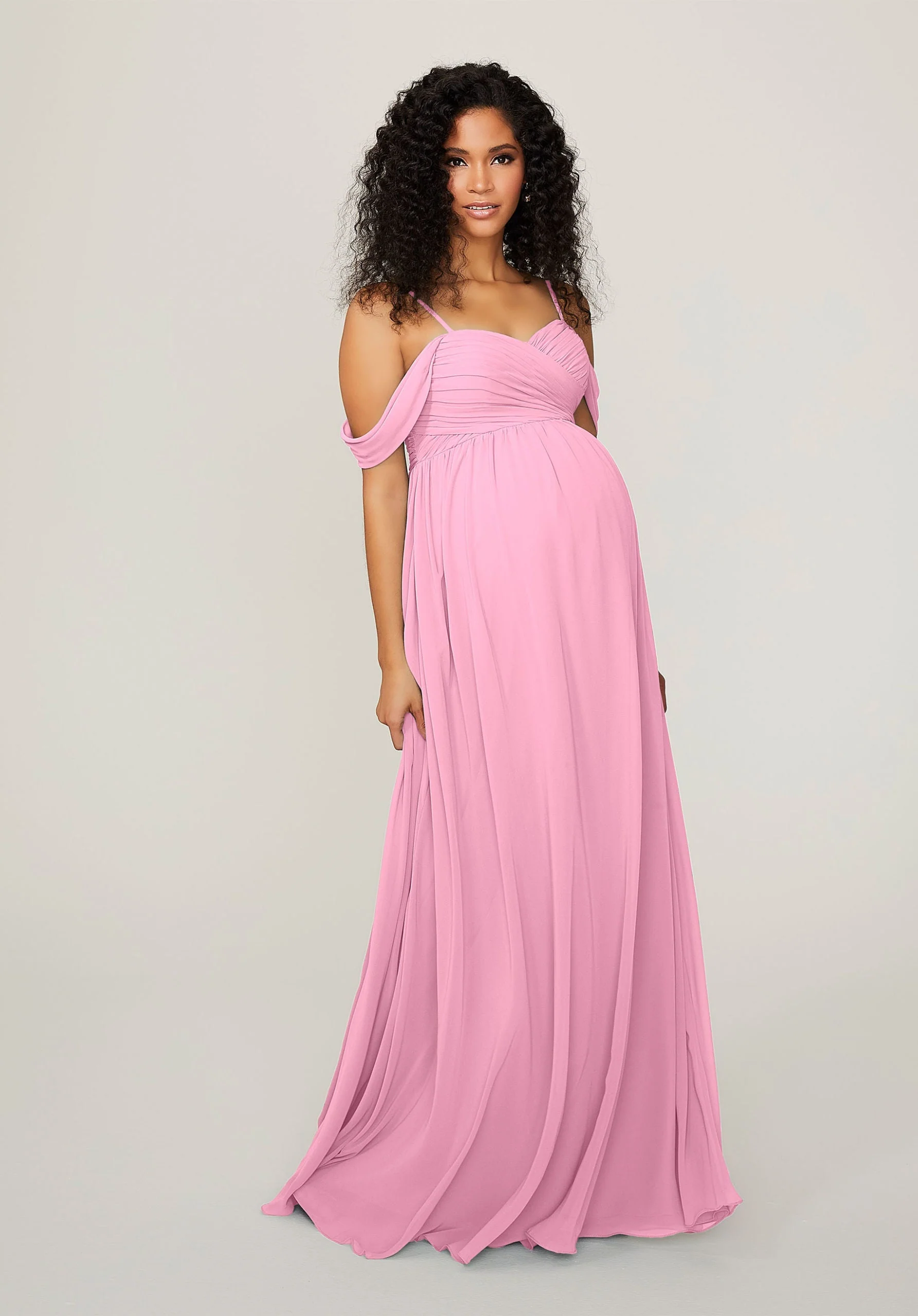 Chiffon Maternity Bridesmaid Dress with Draped Bodice - Image 18