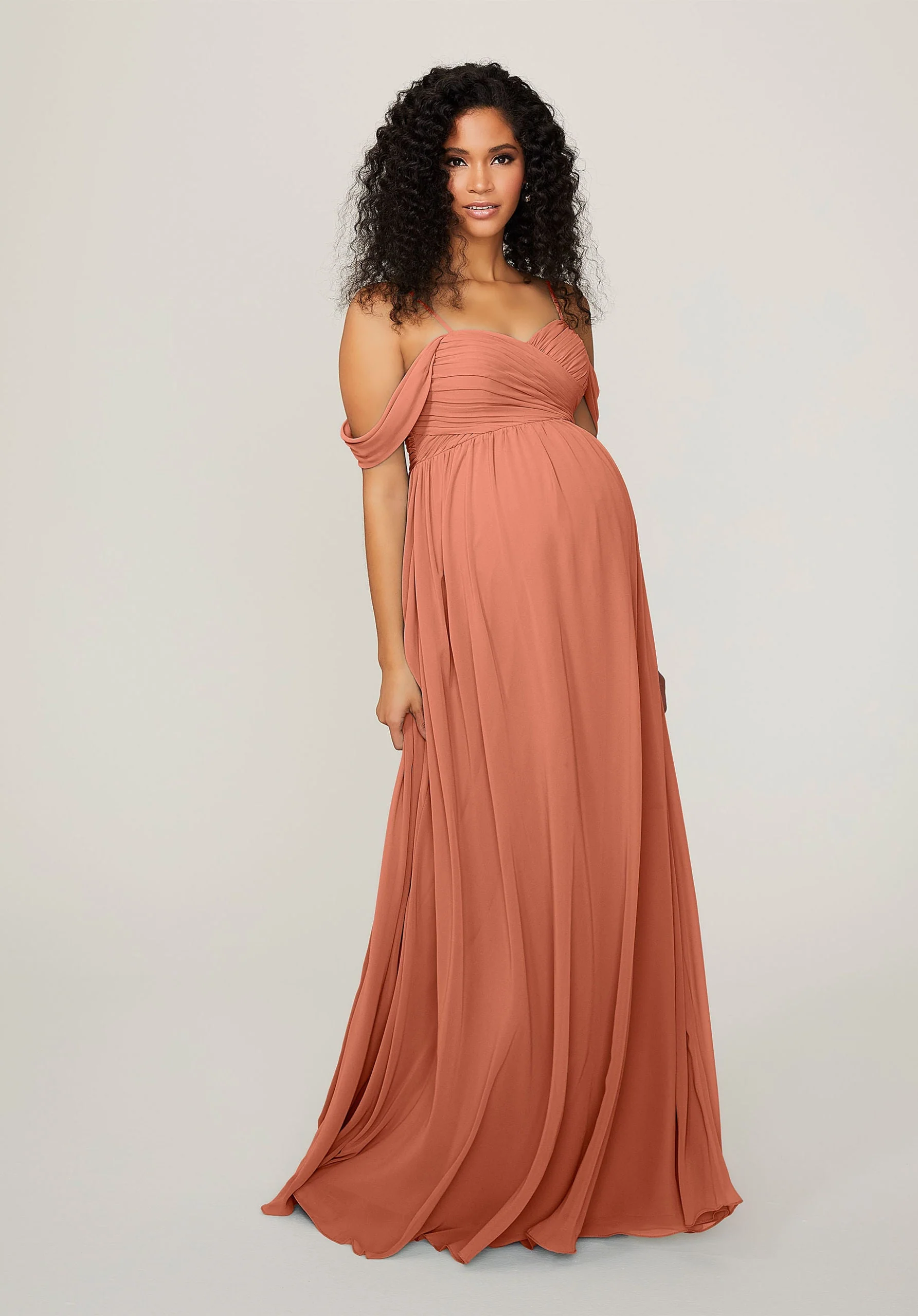 Chiffon Maternity Bridesmaid Dress with Draped Bodice - Image 24