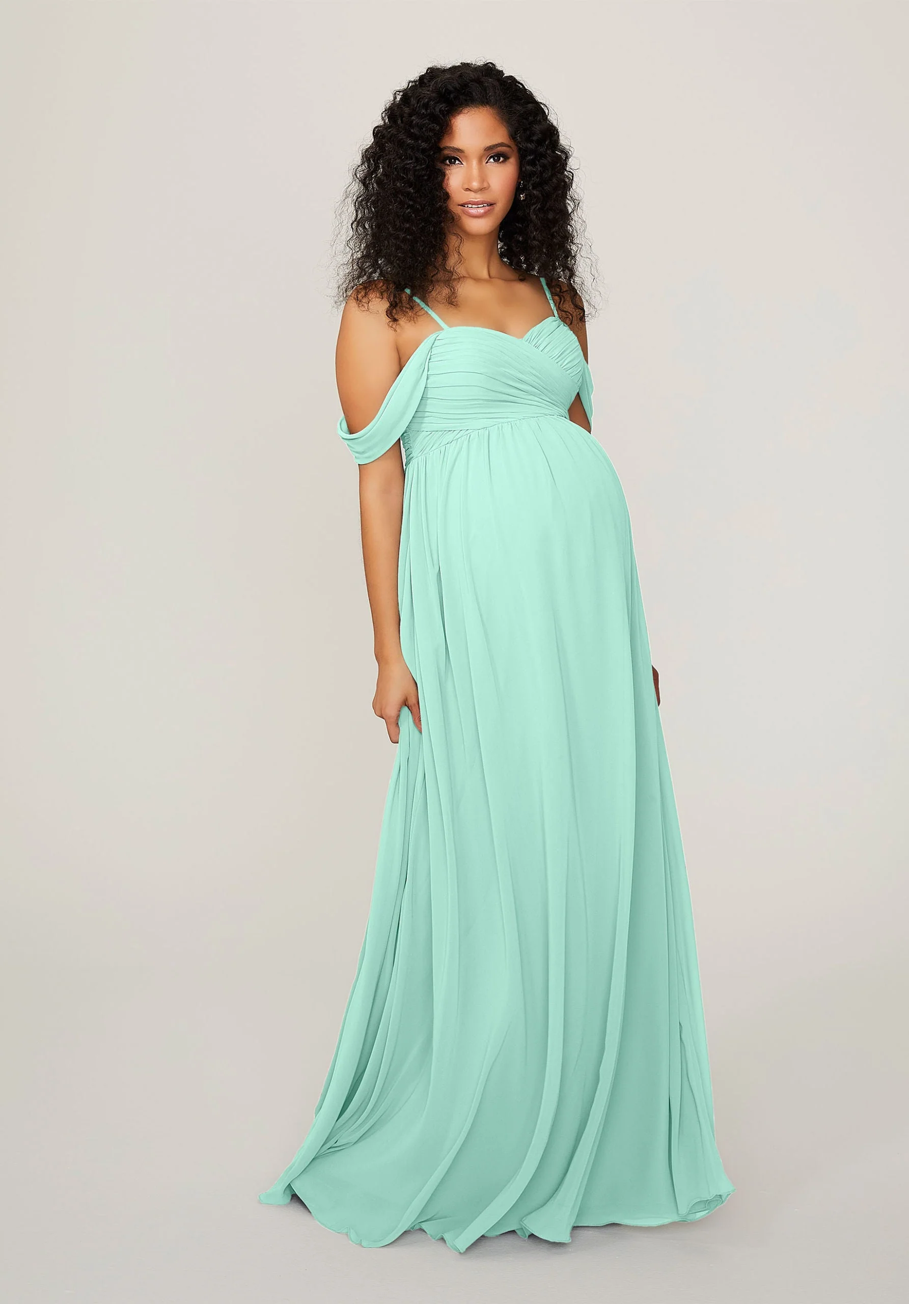 Chiffon Maternity Bridesmaid Dress with Draped Bodice - Image 28