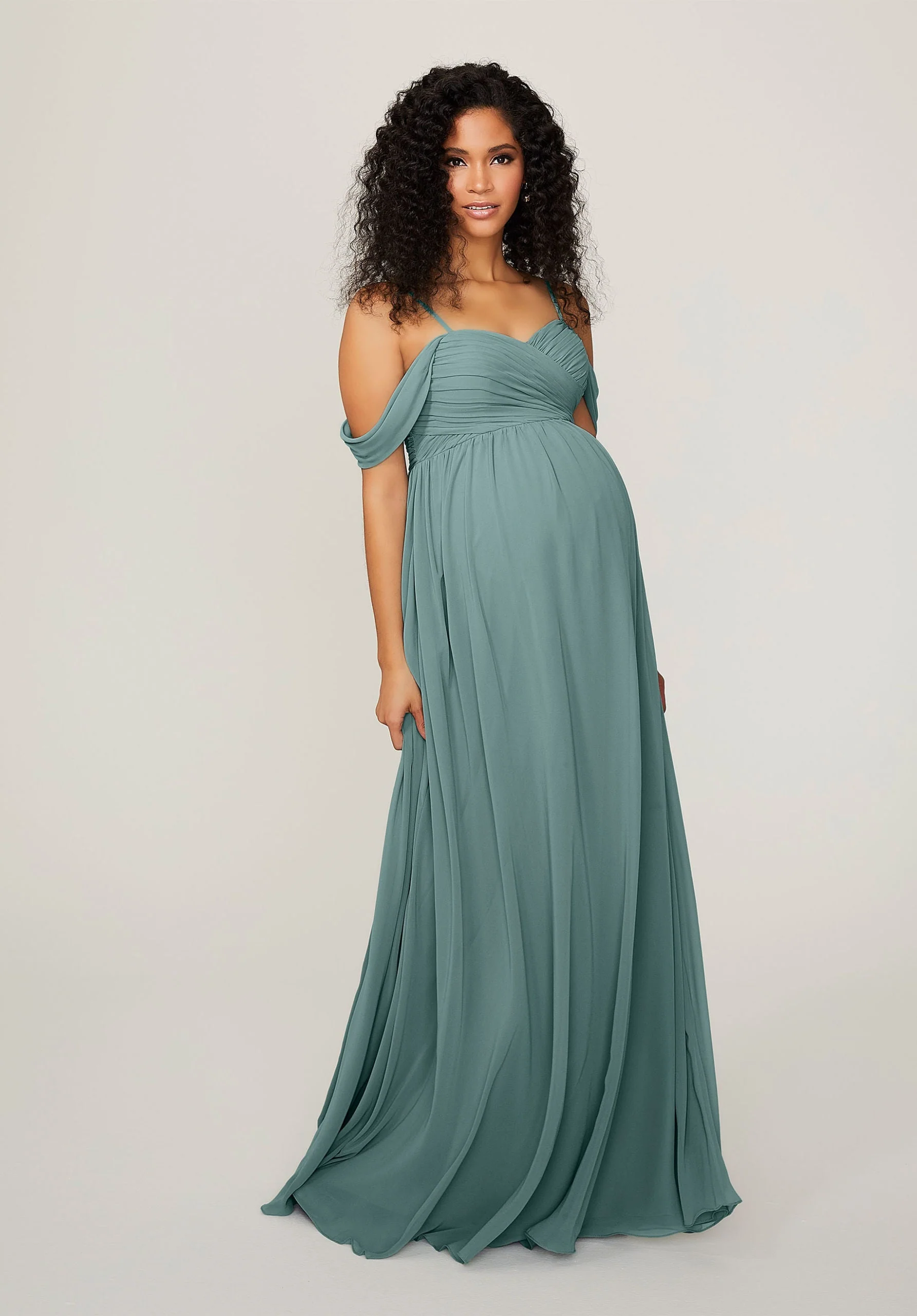 Chiffon Maternity Bridesmaid Dress with Draped Bodice - Image 29