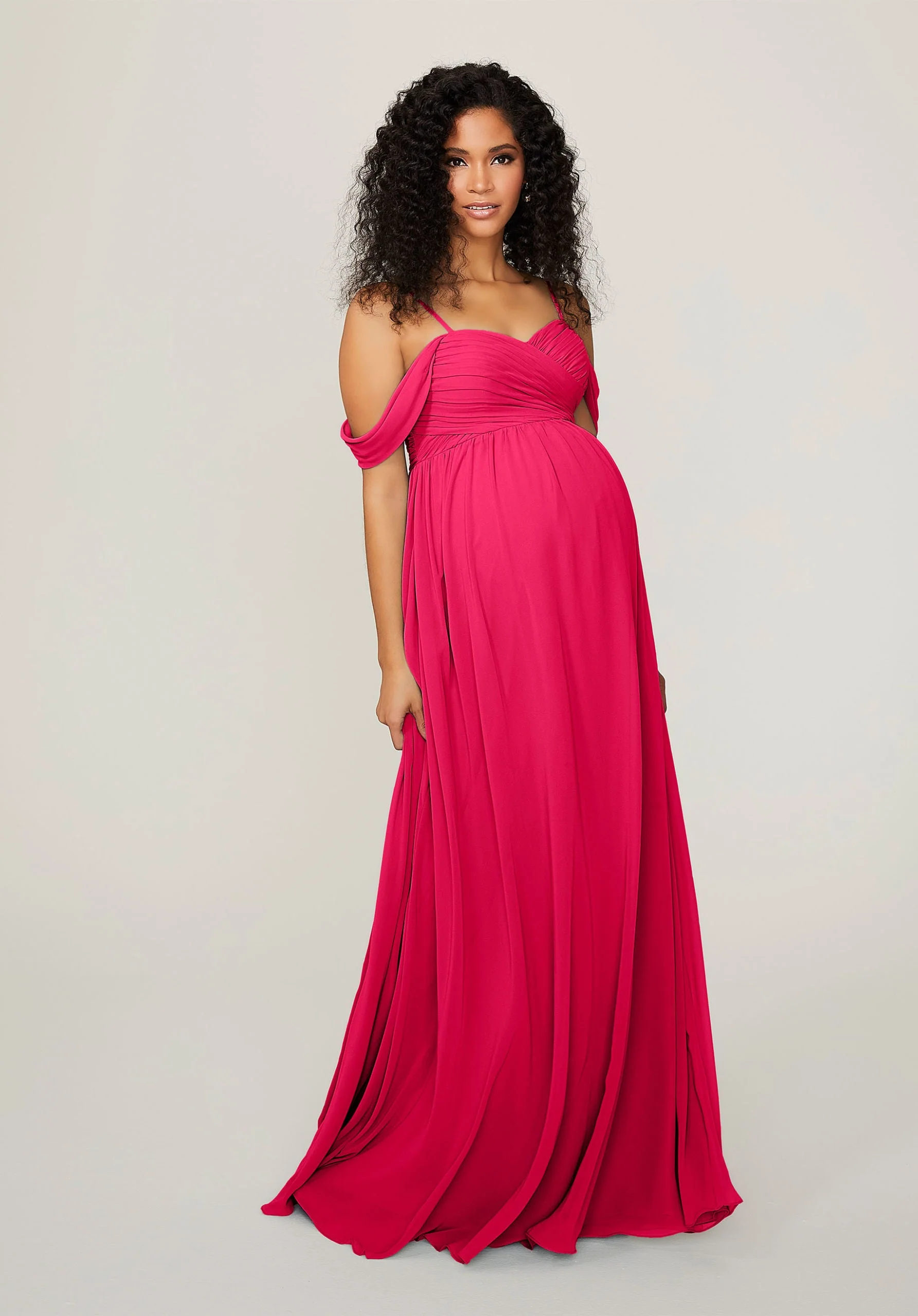 Chiffon Maternity Bridesmaid Dress with Draped Bodice - Image 31