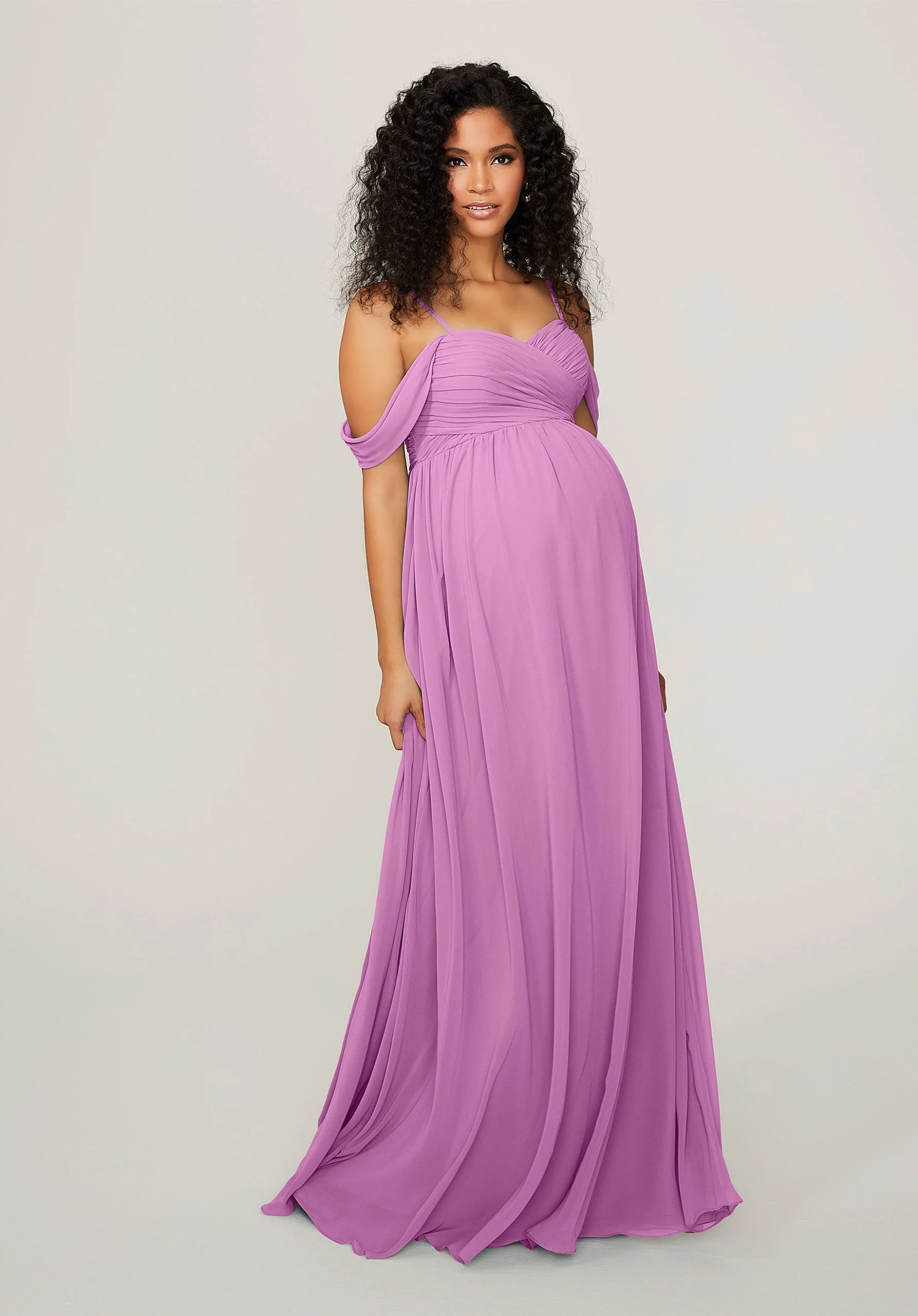Chiffon Maternity Bridesmaid Dress with Draped Bodice - Image 34