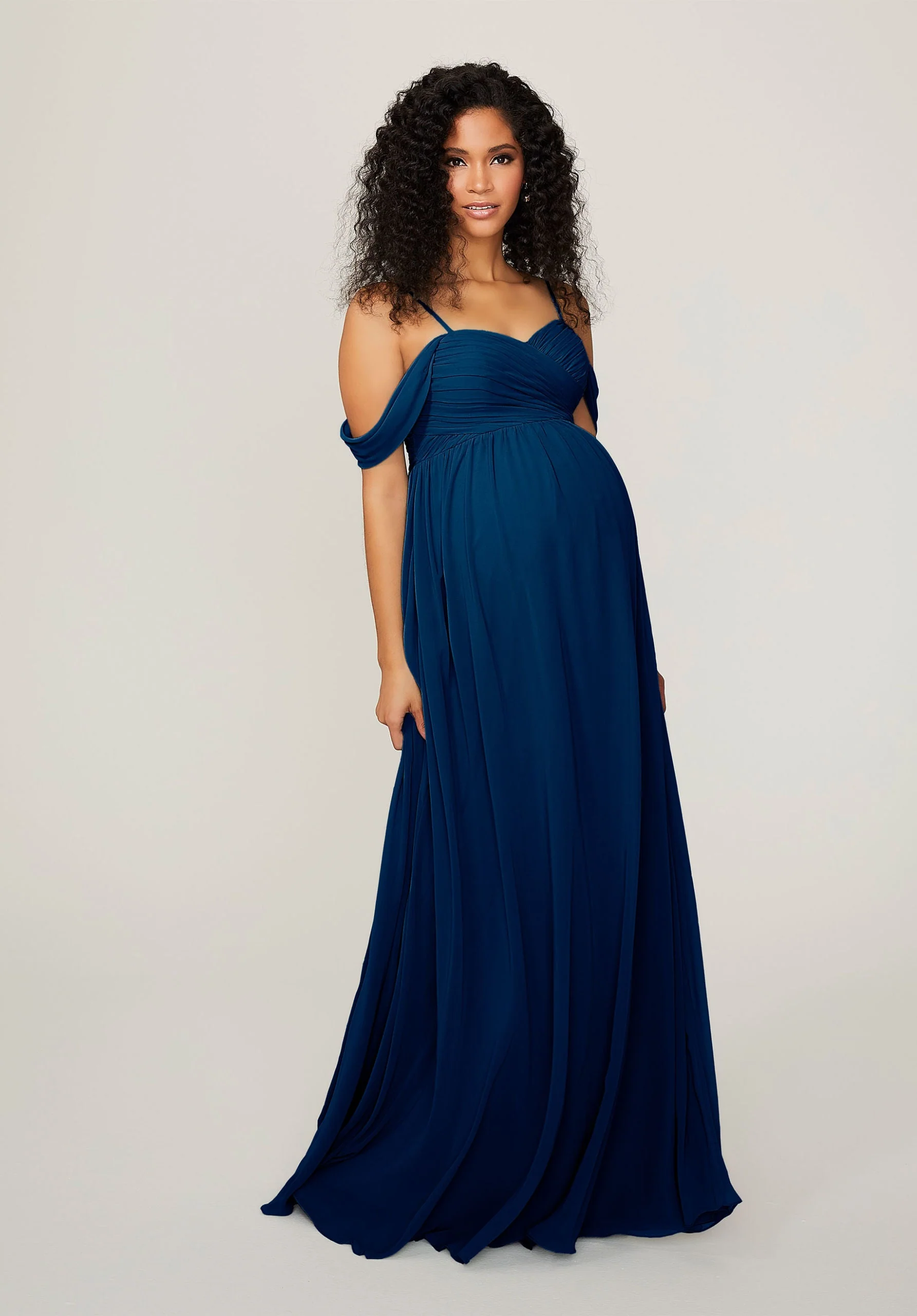 Chiffon Maternity Bridesmaid Dress with Draped Bodice - Image 35