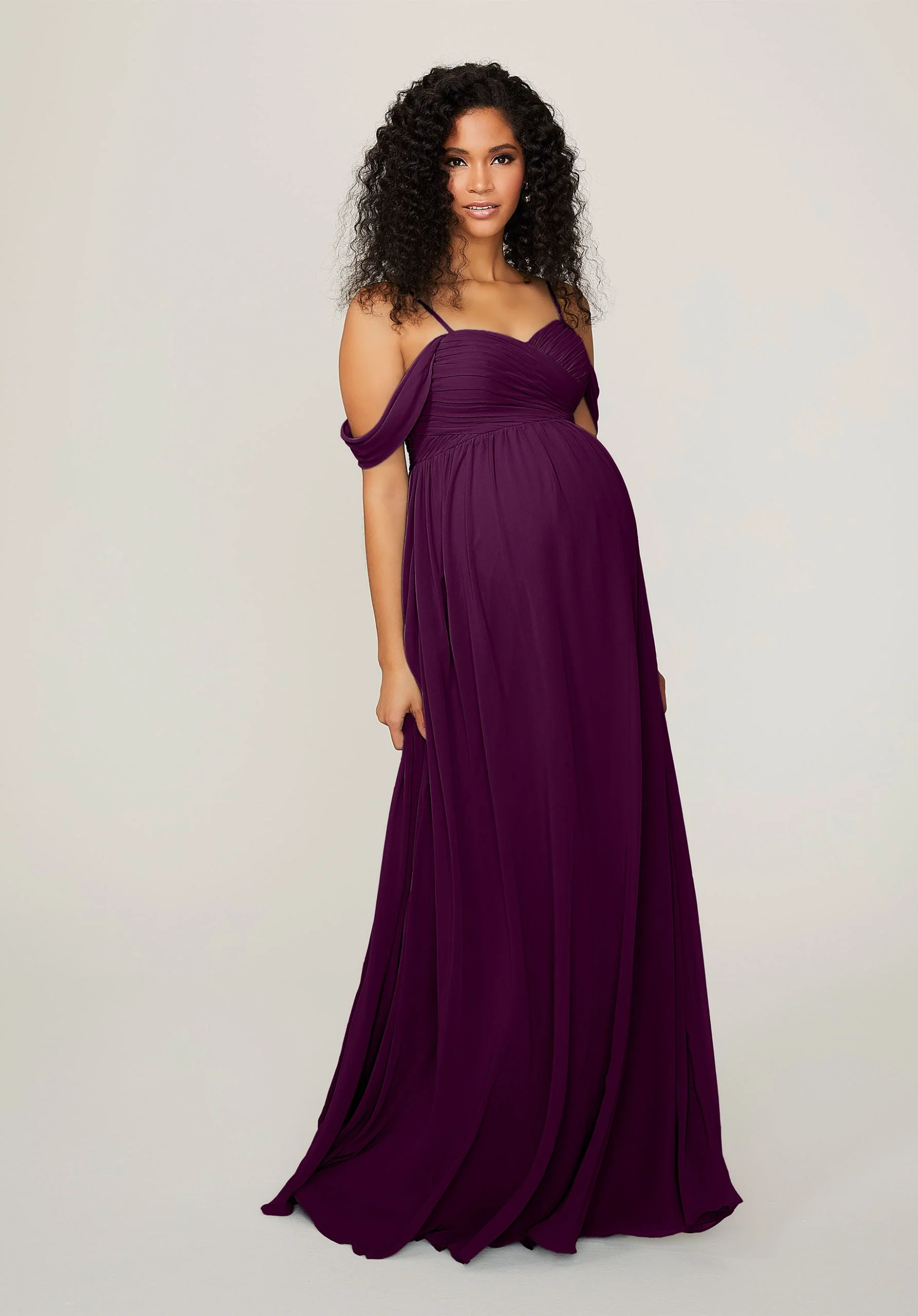 Chiffon Maternity Bridesmaid Dress with Draped Bodice - Image 41