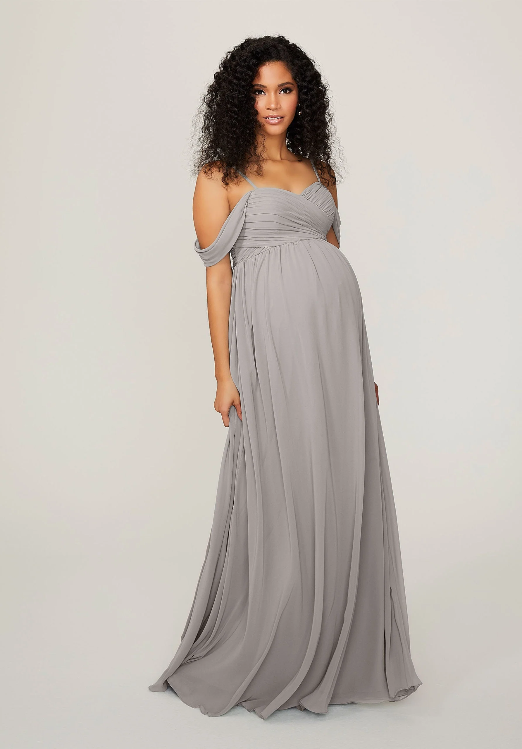 Chiffon Maternity Bridesmaid Dress with Draped Bodice - Image 42