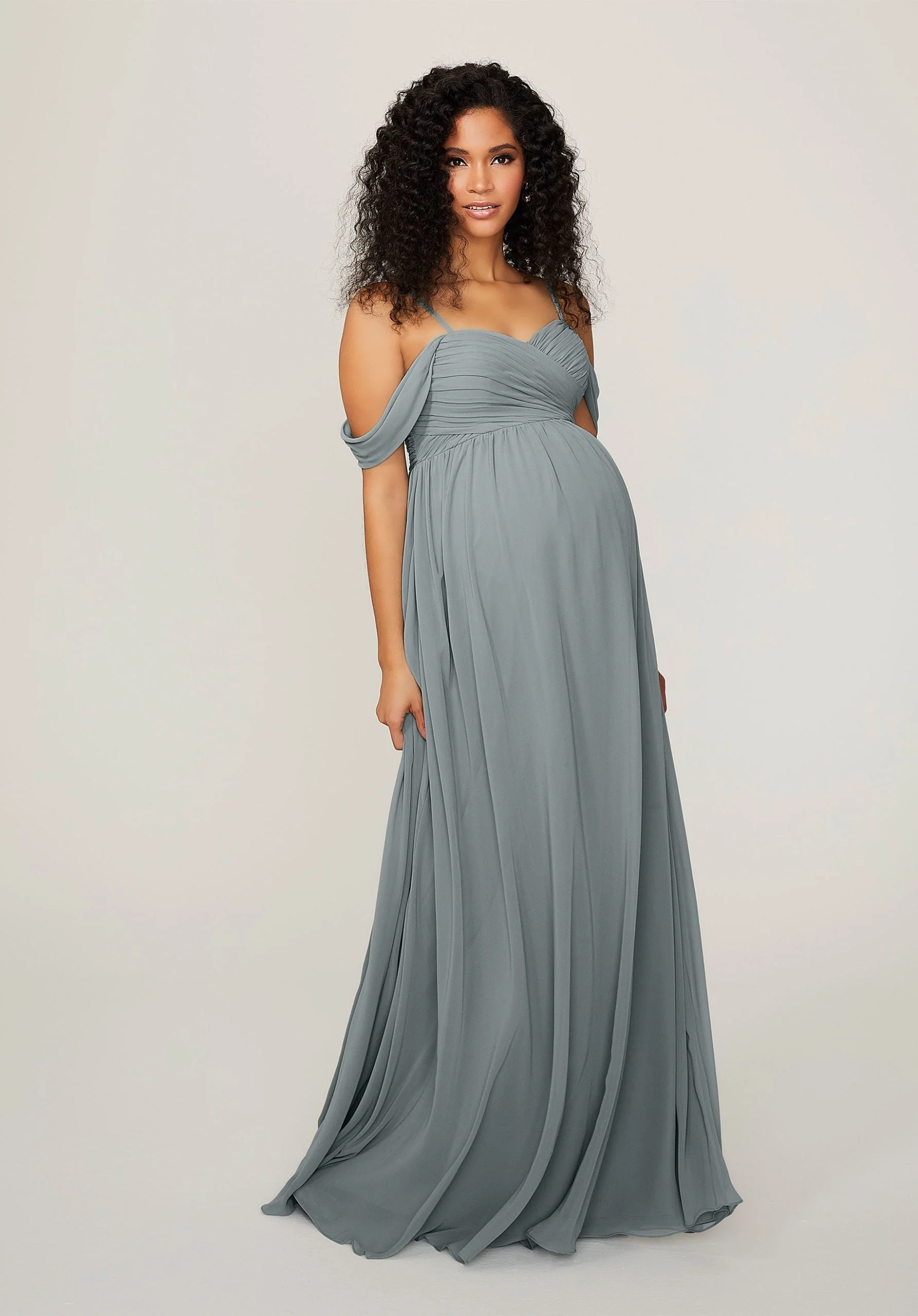 Chiffon Maternity Bridesmaid Dress with Draped Bodice - Image 43