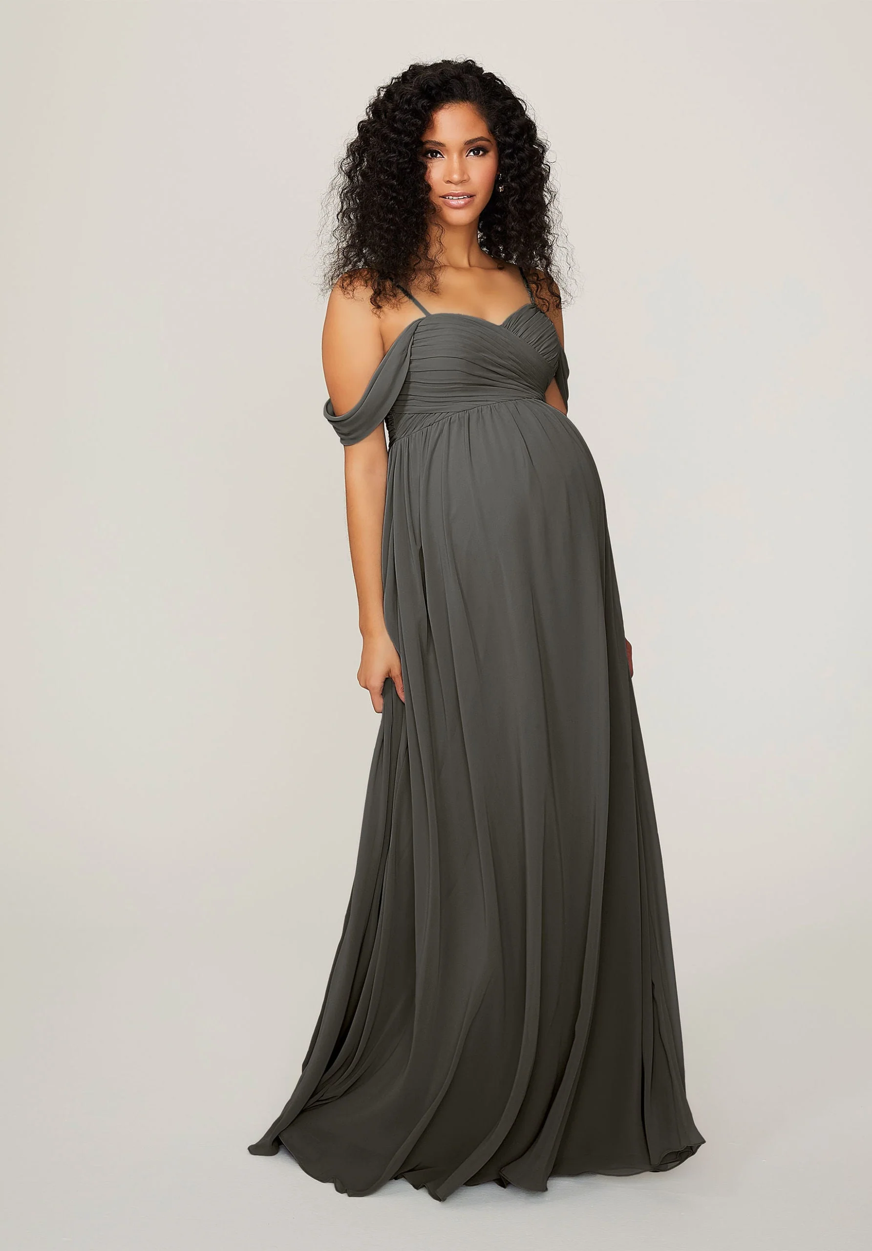 Chiffon Maternity Bridesmaid Dress with Draped Bodice - Image 44