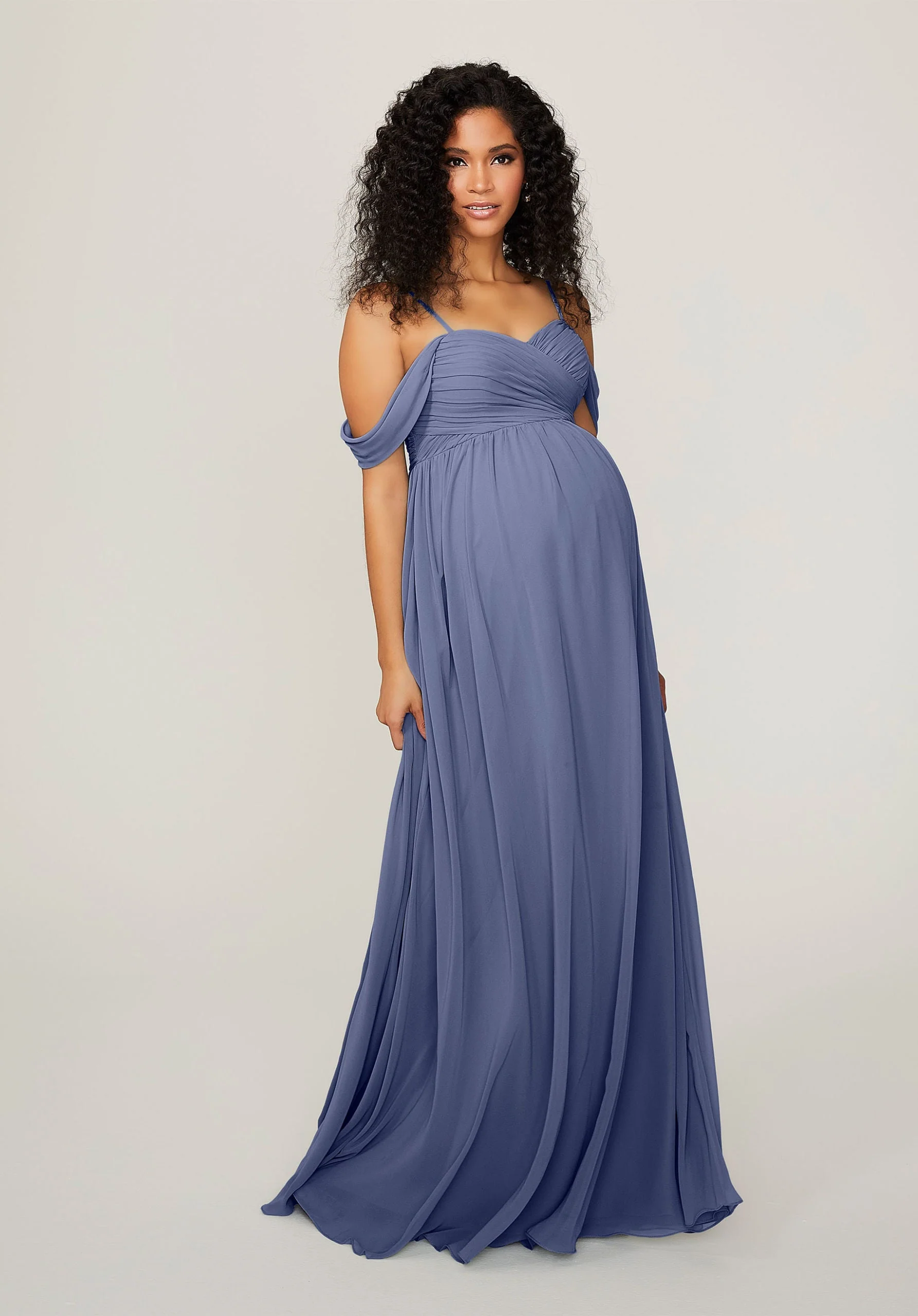 Chiffon Maternity Bridesmaid Dress with Draped Bodice - Image 45