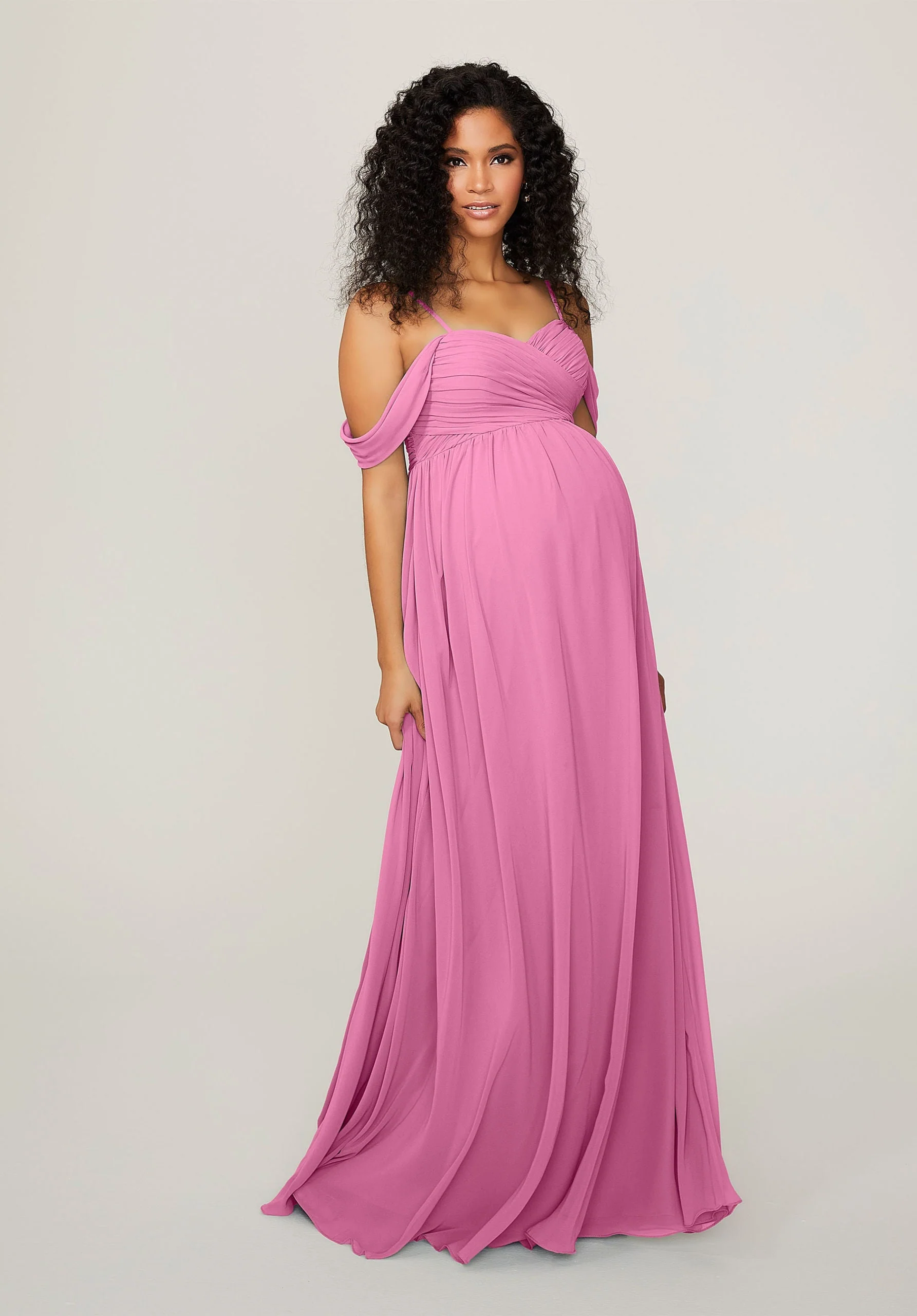 Chiffon Maternity Bridesmaid Dress with Draped Bodice - Image 49