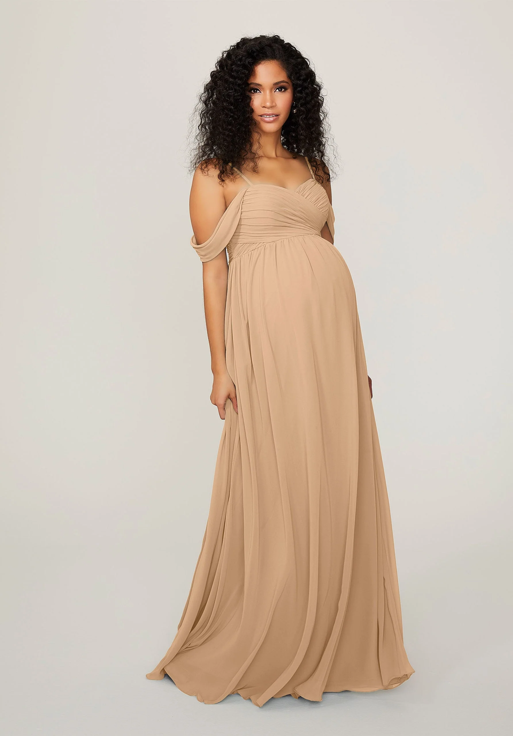Chiffon Maternity Bridesmaid Dress with Draped Bodice - Image 8