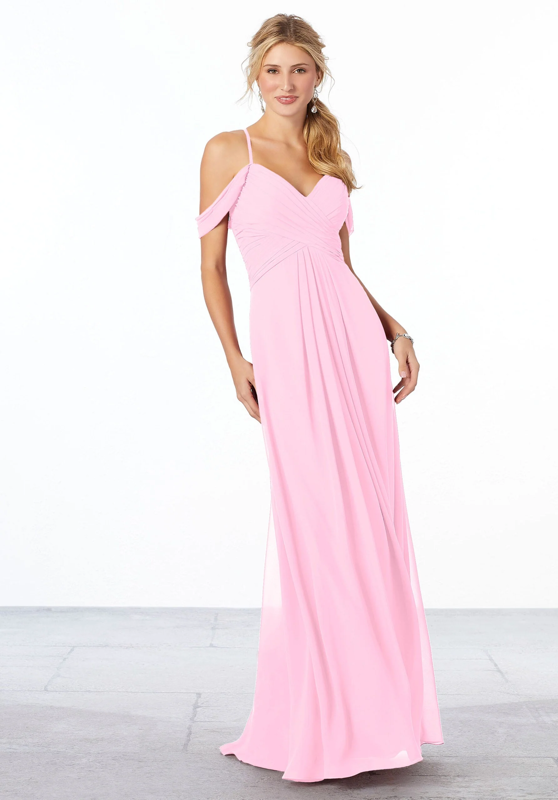 Cold-Shoulder Chiffon Bridesmaid Dress - Image 15