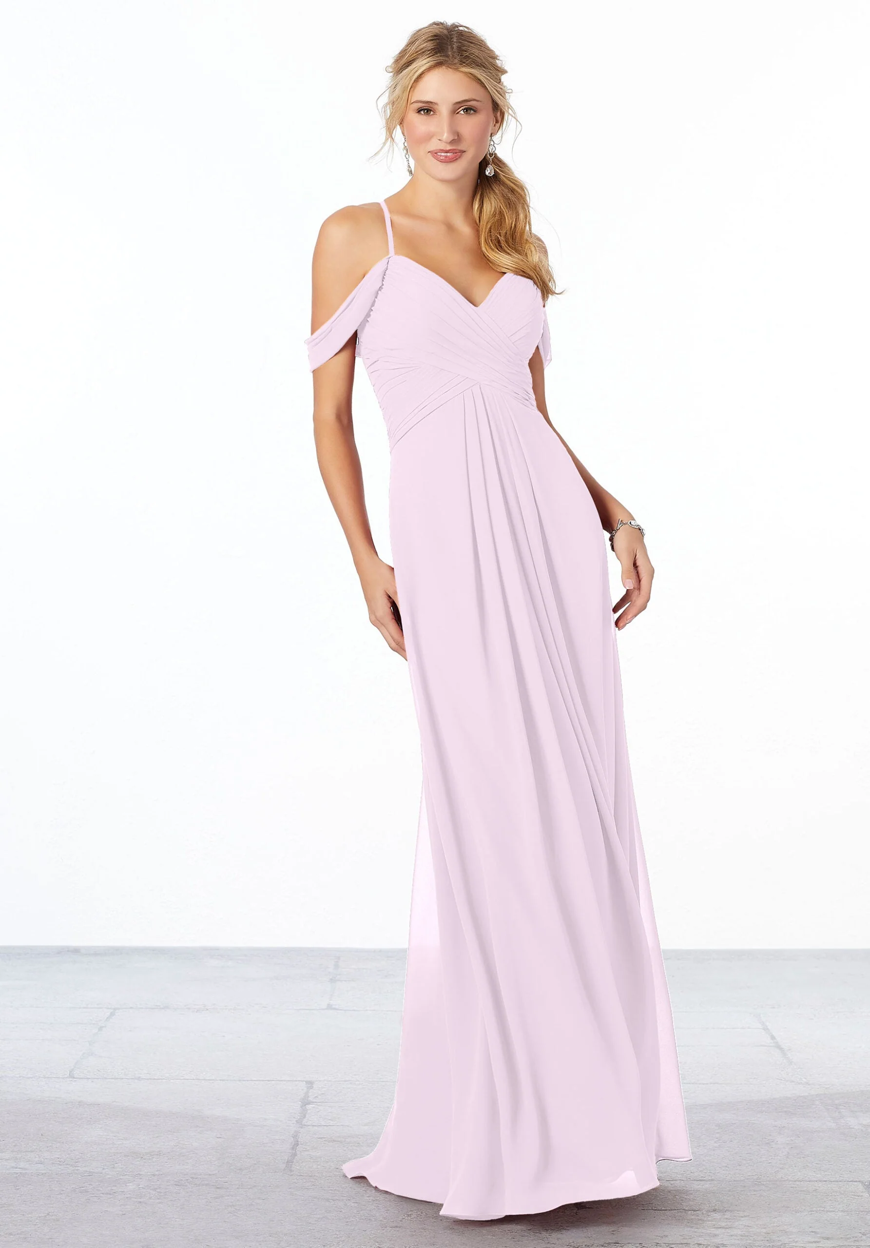 Cold-Shoulder Chiffon Bridesmaid Dress - Image 4