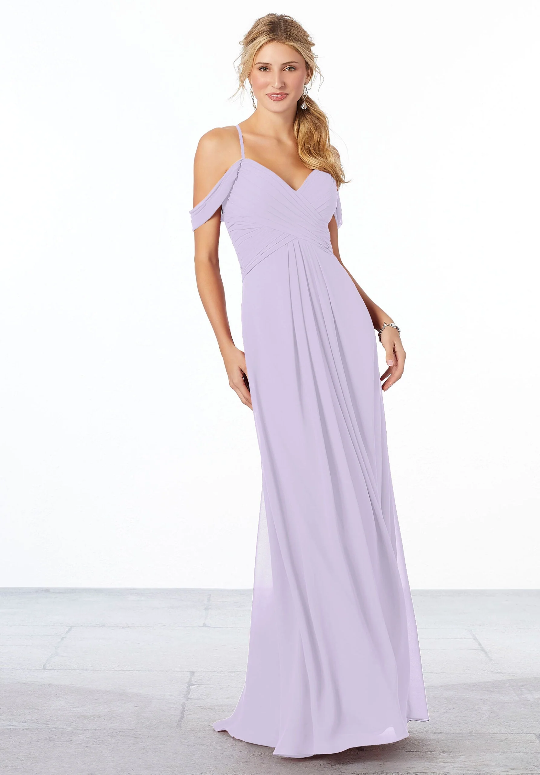 Cold-Shoulder Chiffon Bridesmaid Dress - Image 5