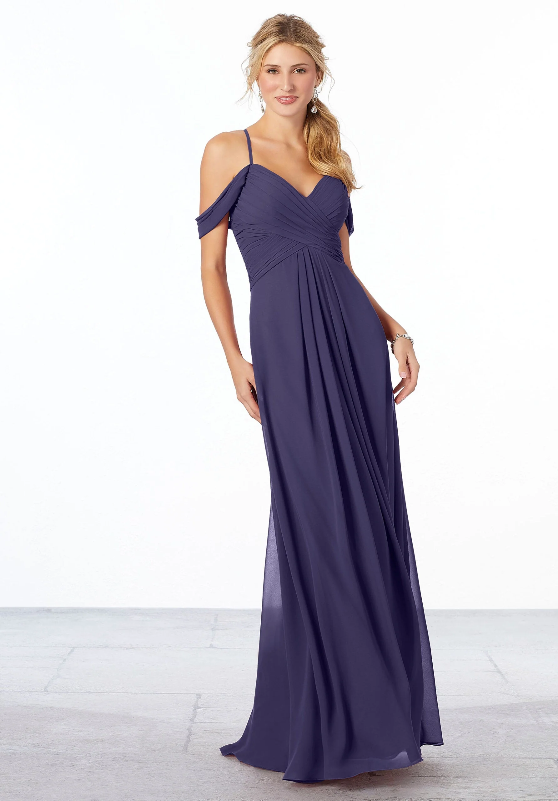 Cold-Shoulder Chiffon Bridesmaid Dress - Image 7